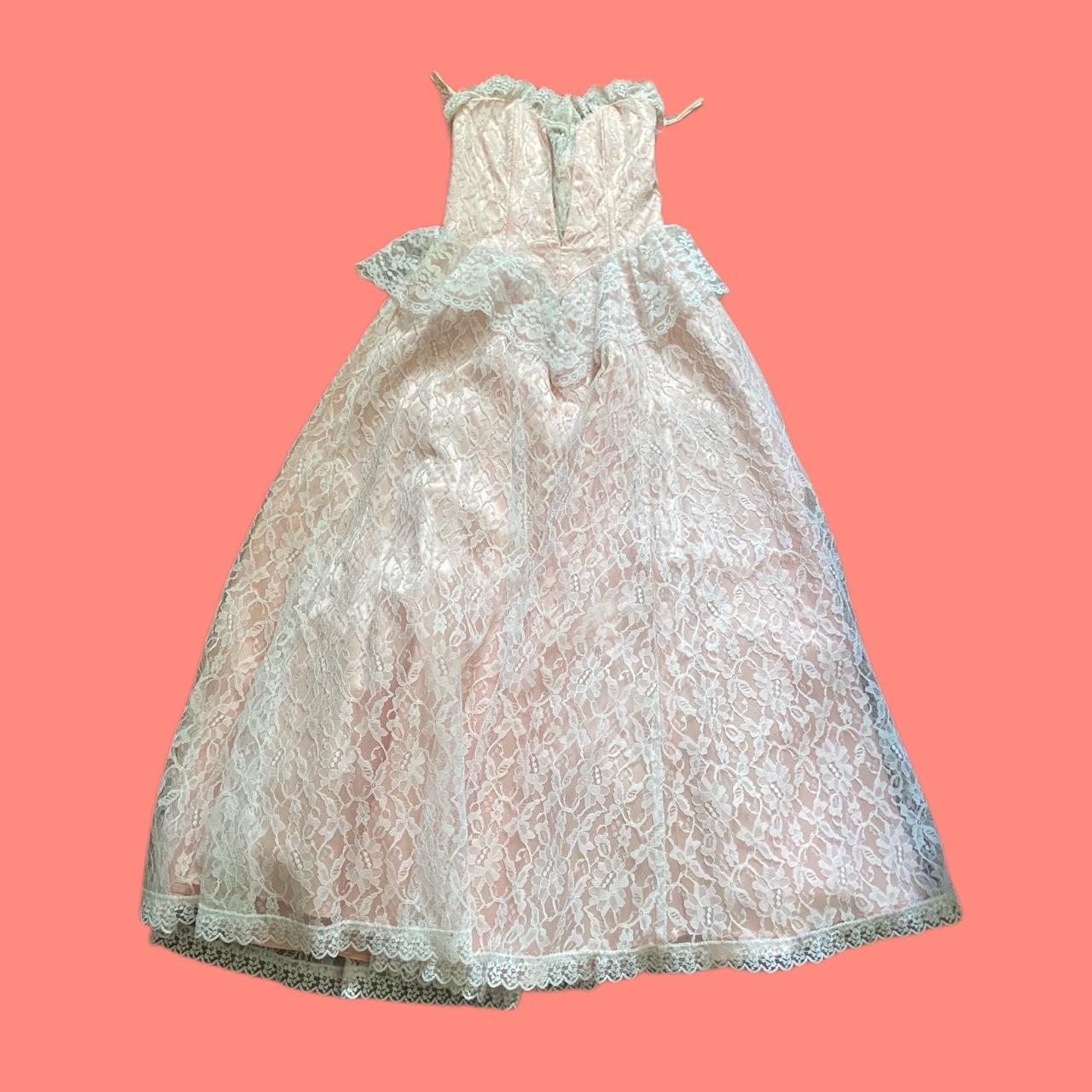 Gunne Sax Women's Pink and White Dress (4)