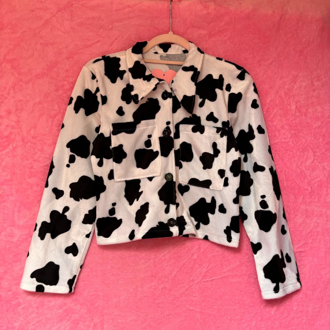 Handmade Pink & popular white cow faux coat