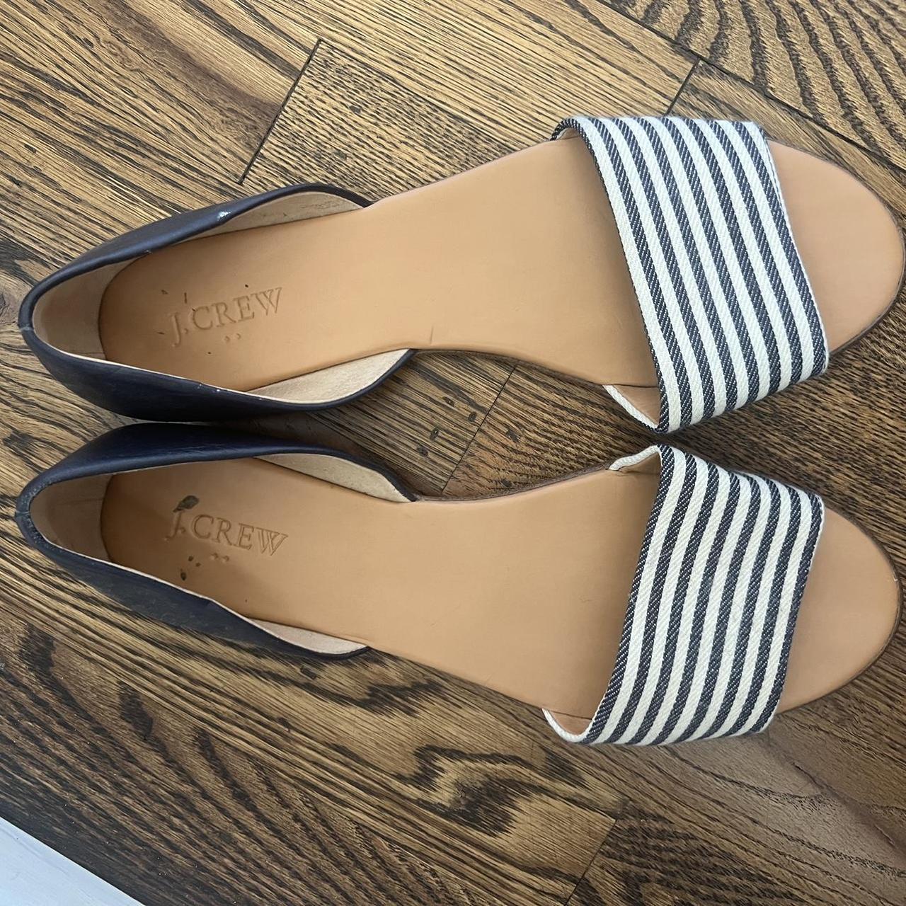 navy and white striped sandals size Depop