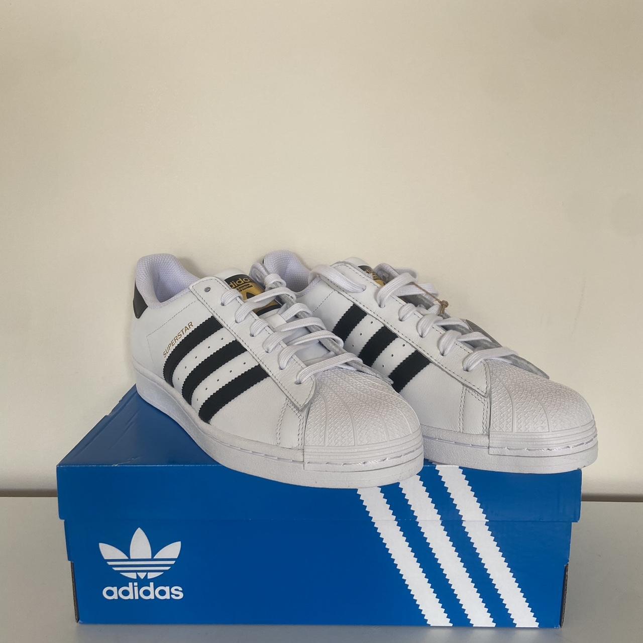 BRAND NEW with tags + box. Adidas Superstar white,... - Depop