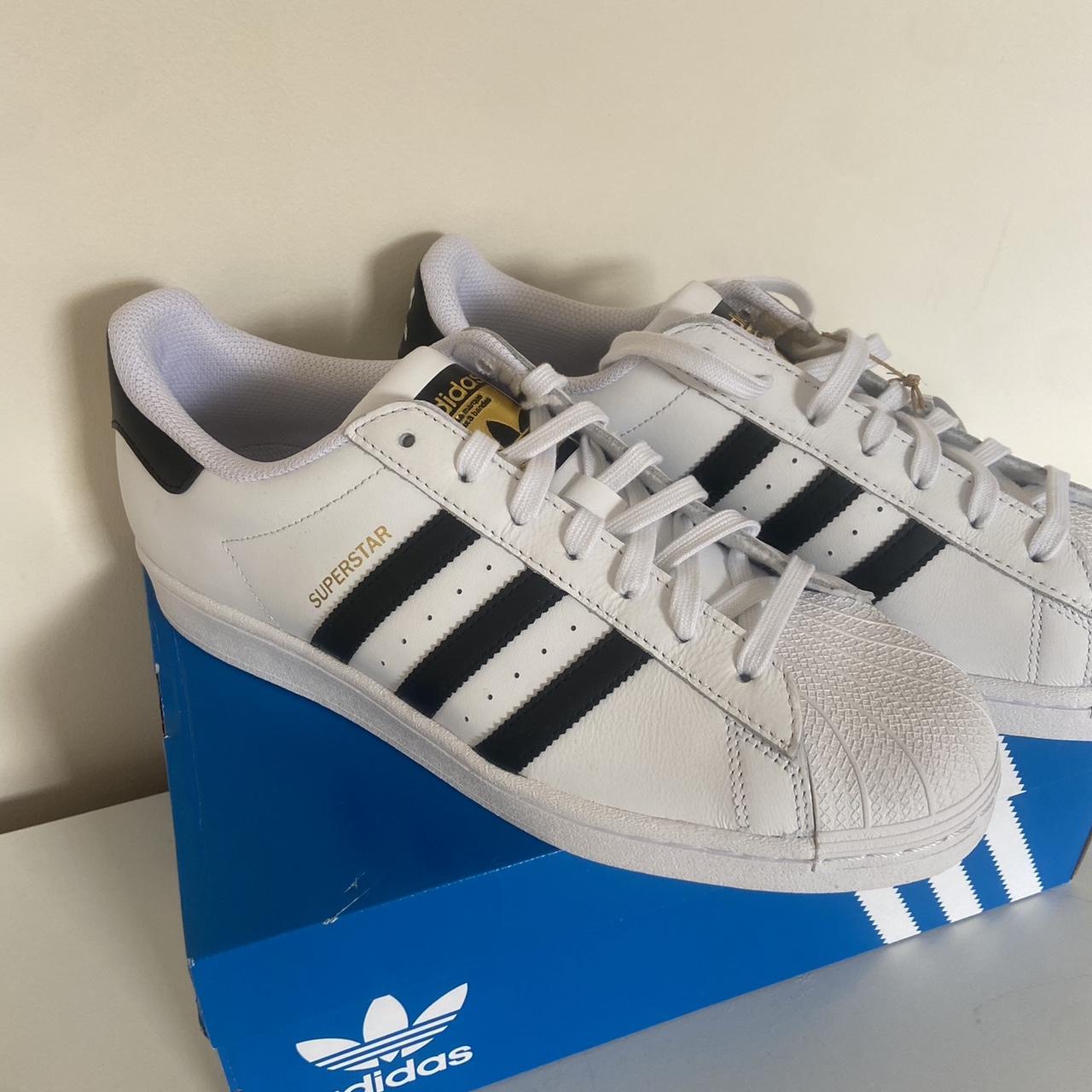 BRAND NEW with tags + box. Adidas Superstar white,... - Depop