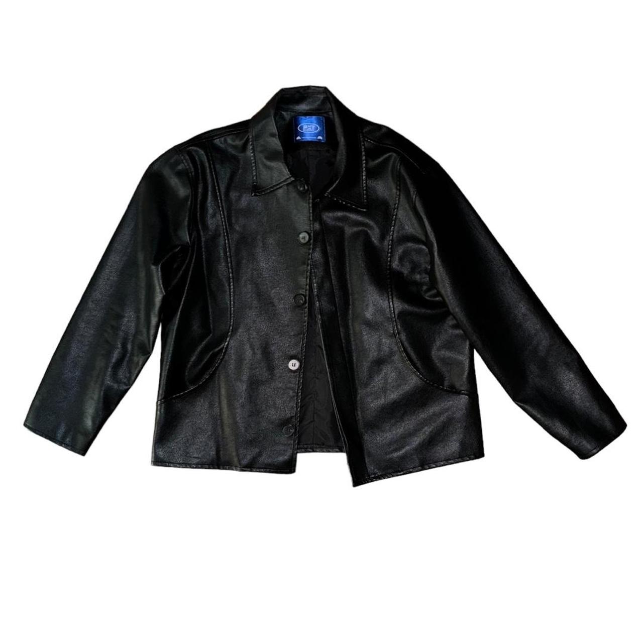 Loose Fit PU Leather Jacket - Black Mens Small 23” | Depop
