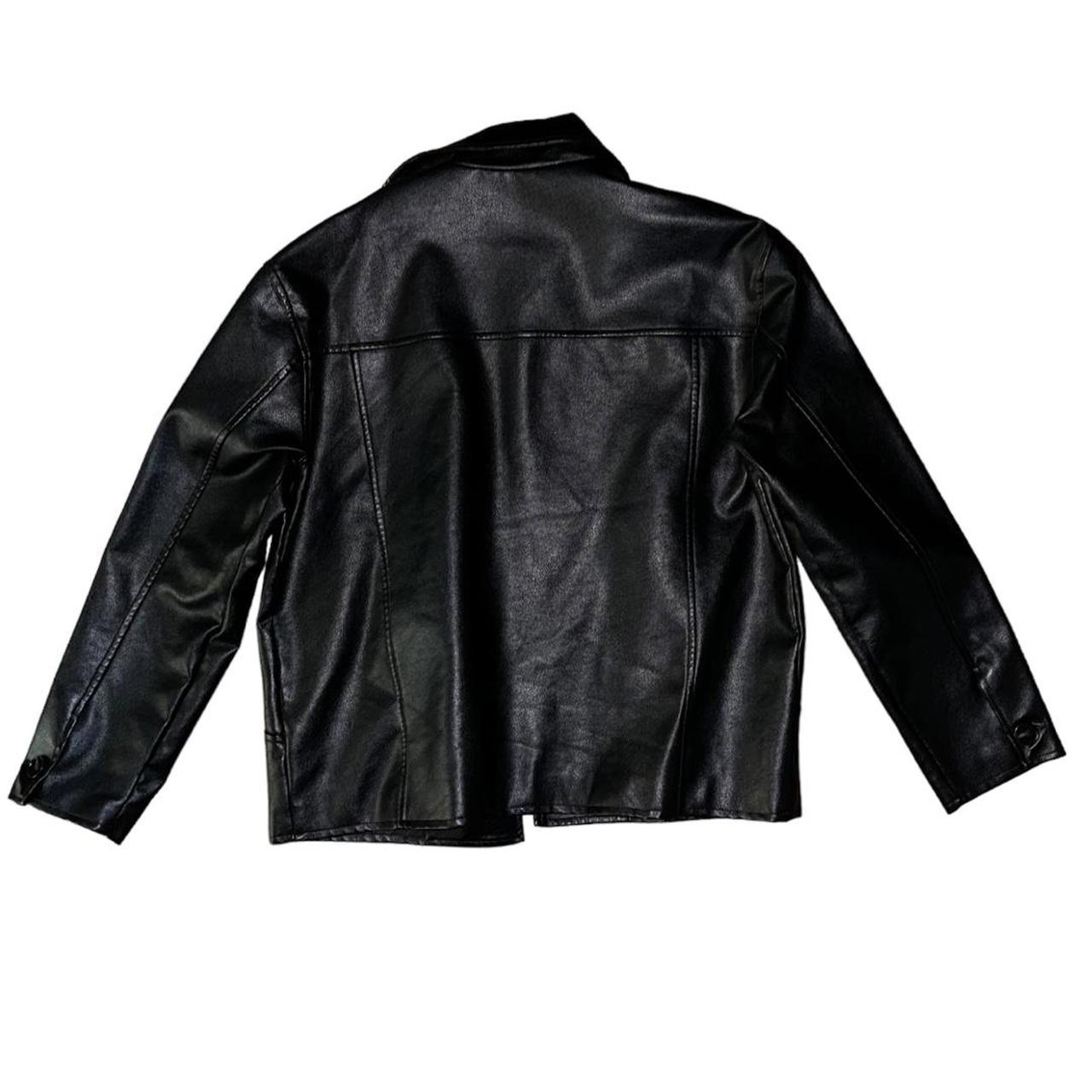 【oan】(Unisex) Loose Fit Leather Jacket Loose Fit PU Leather Jacket - Black Mens Small 23” | Depop