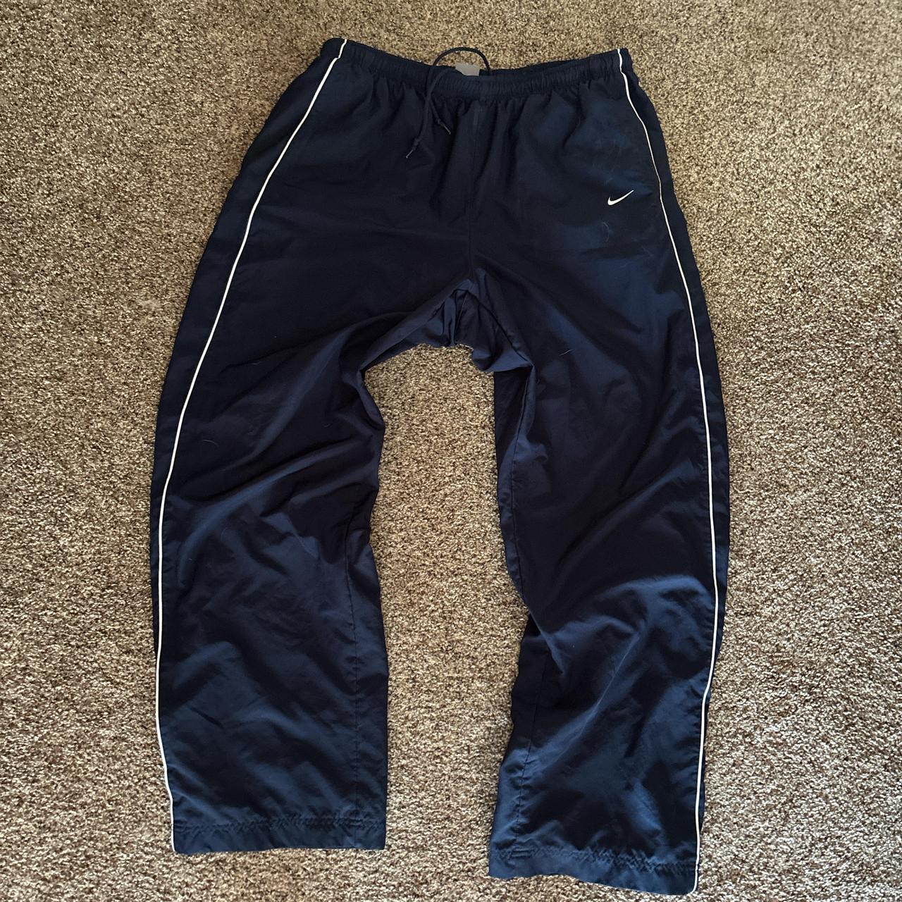 Vintage baggy Nike navy blue track pants... - Depop