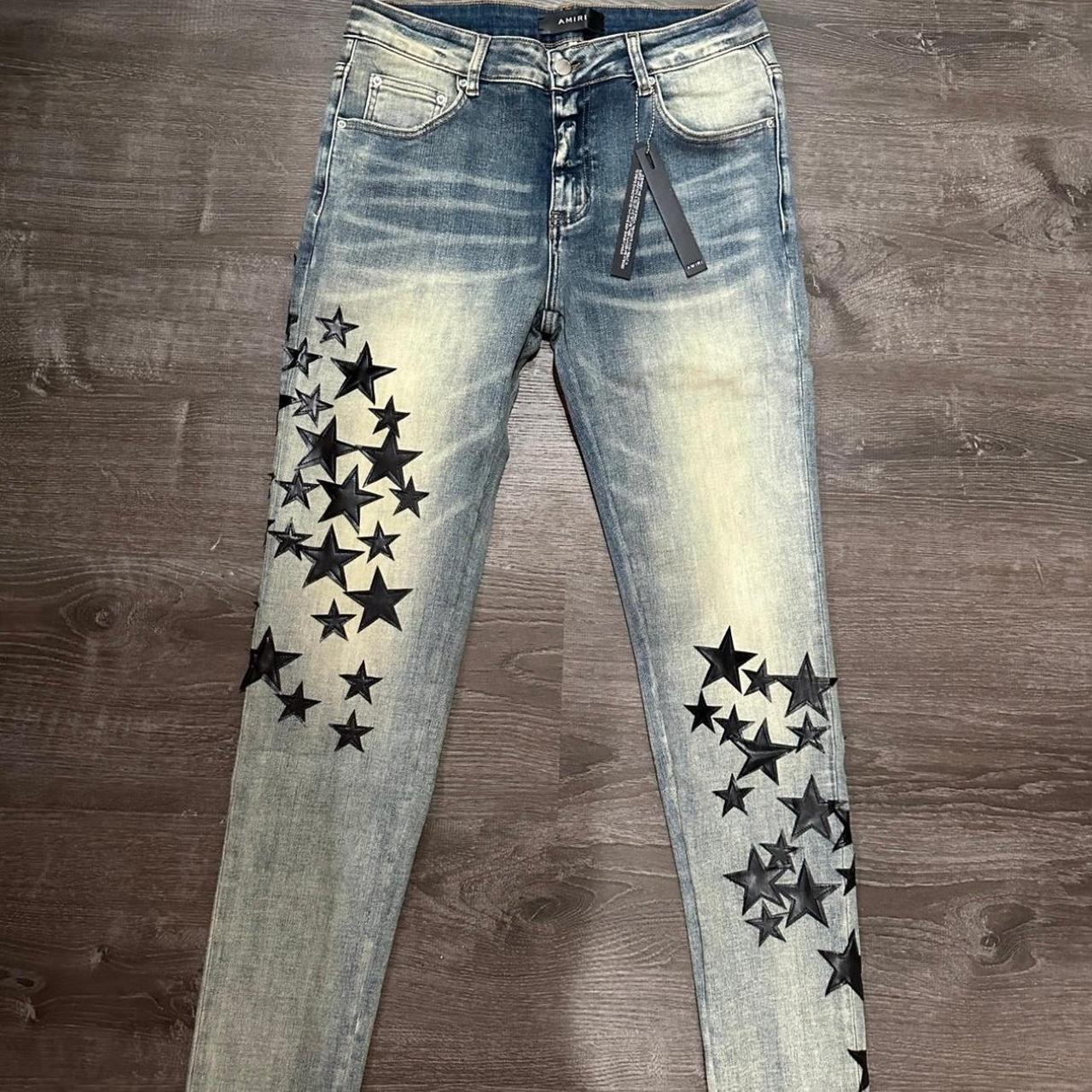 amiri leather star jeans - authentic - next day... - Depop