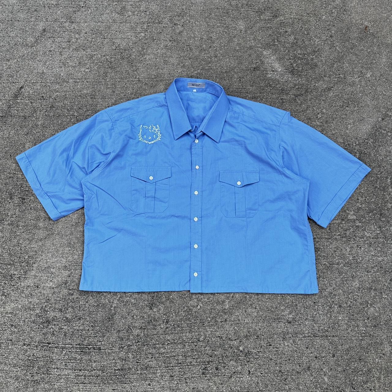 UNUSED × BY EMBROIDERY SHORTSLEEVE SHIRT Embroidered Suncherry Short Sleeve Shirt – BODE