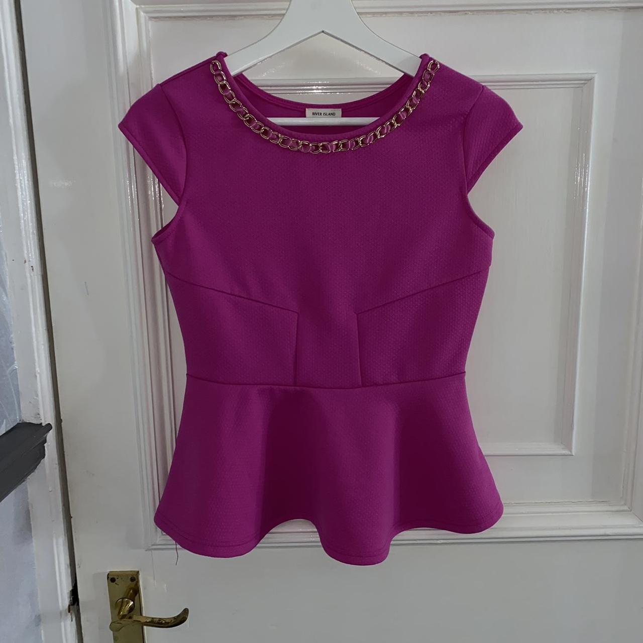 River island hot pink peplum top size kids 1112 but... Depop