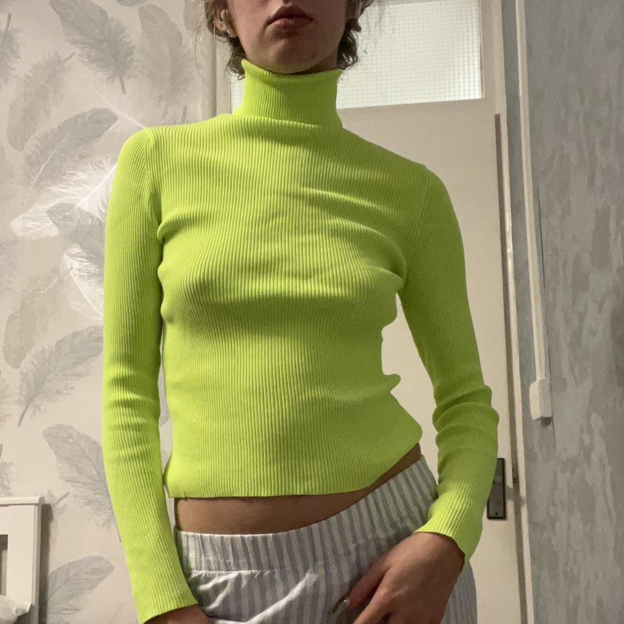 Zara Women's Green and Yellow Top | Depop