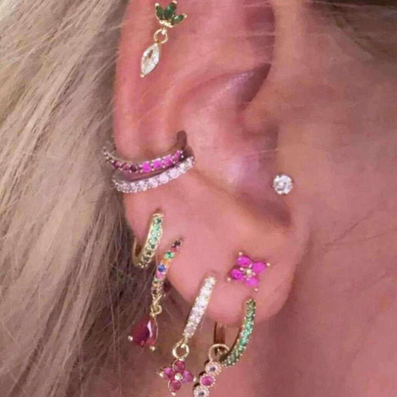 18k Multi Coloured Earring & Cuff Set