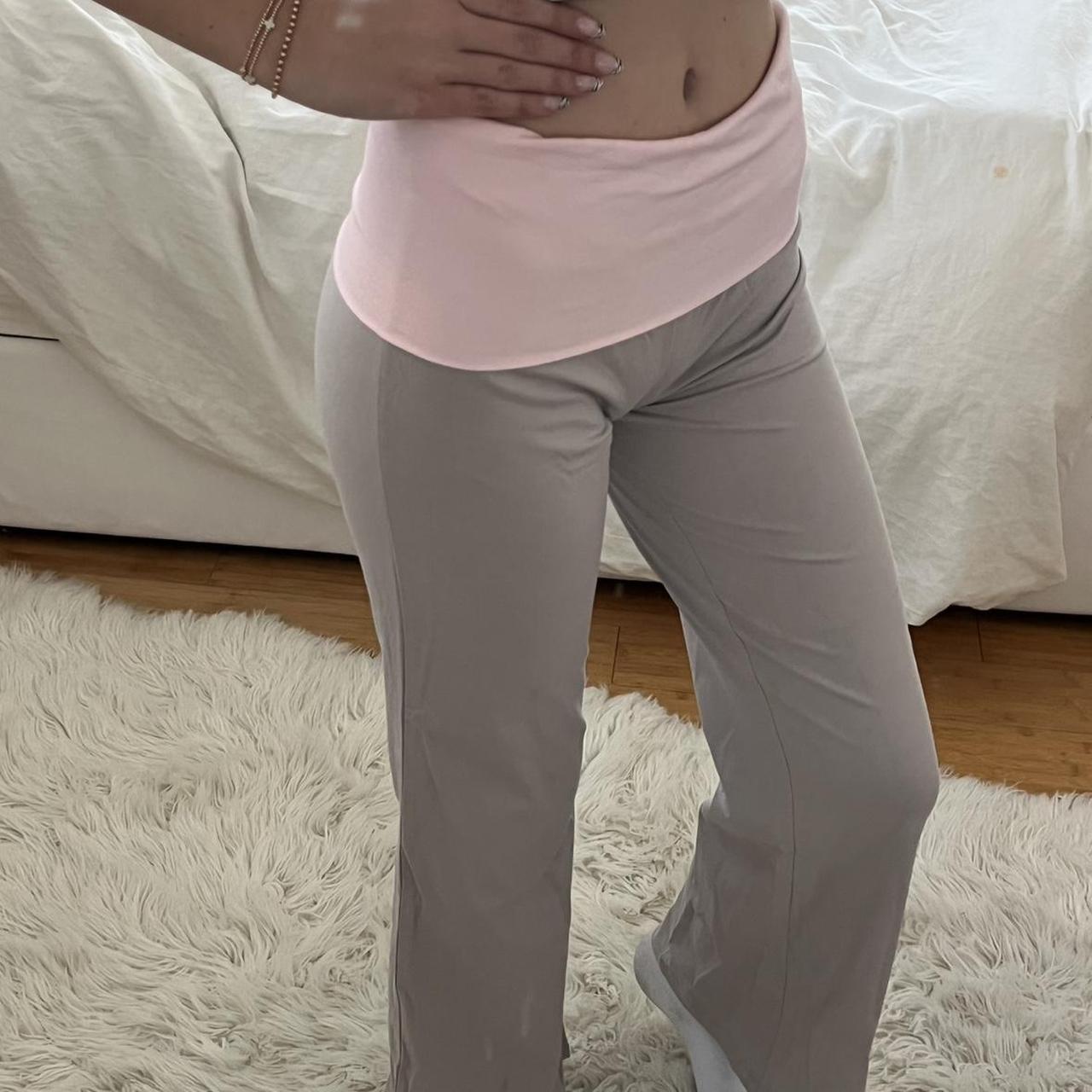 Pink Fold-Over Gray Palazzo Pants