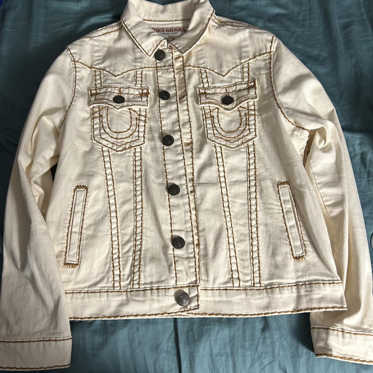 True religion brown and beige-white denim | Depop