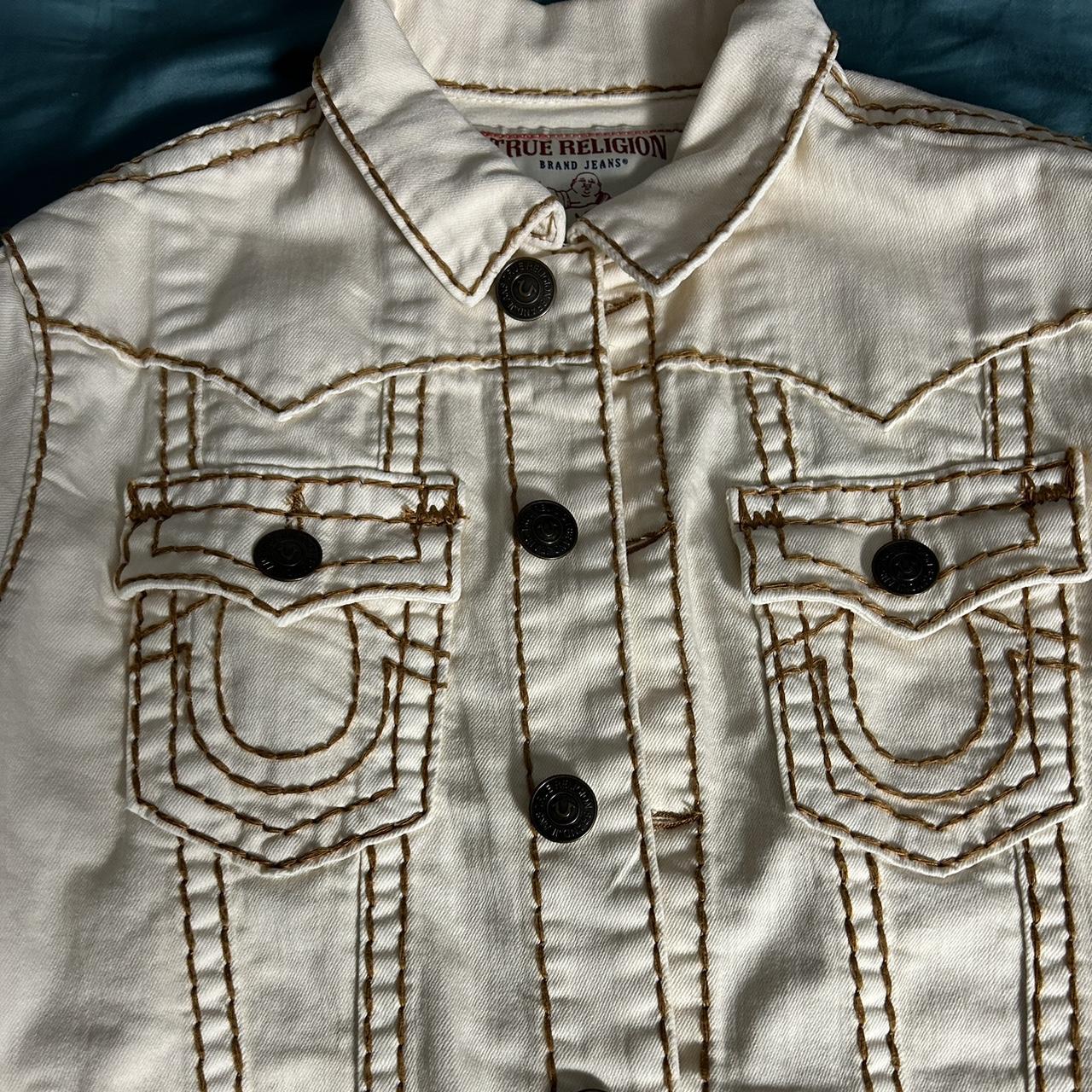 True religion brown and beige-white denim | Depop