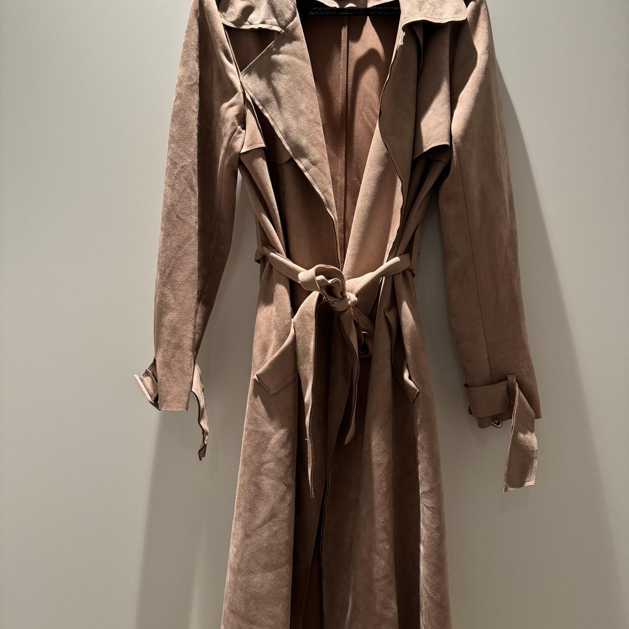 Decjuba, Size Pink Suede Trench Coat with