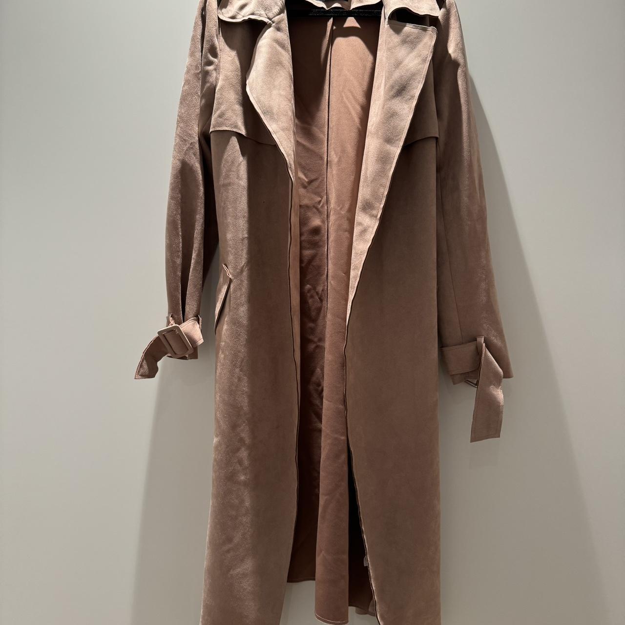 Decjuba, Size Pink Suede Trench Coat with