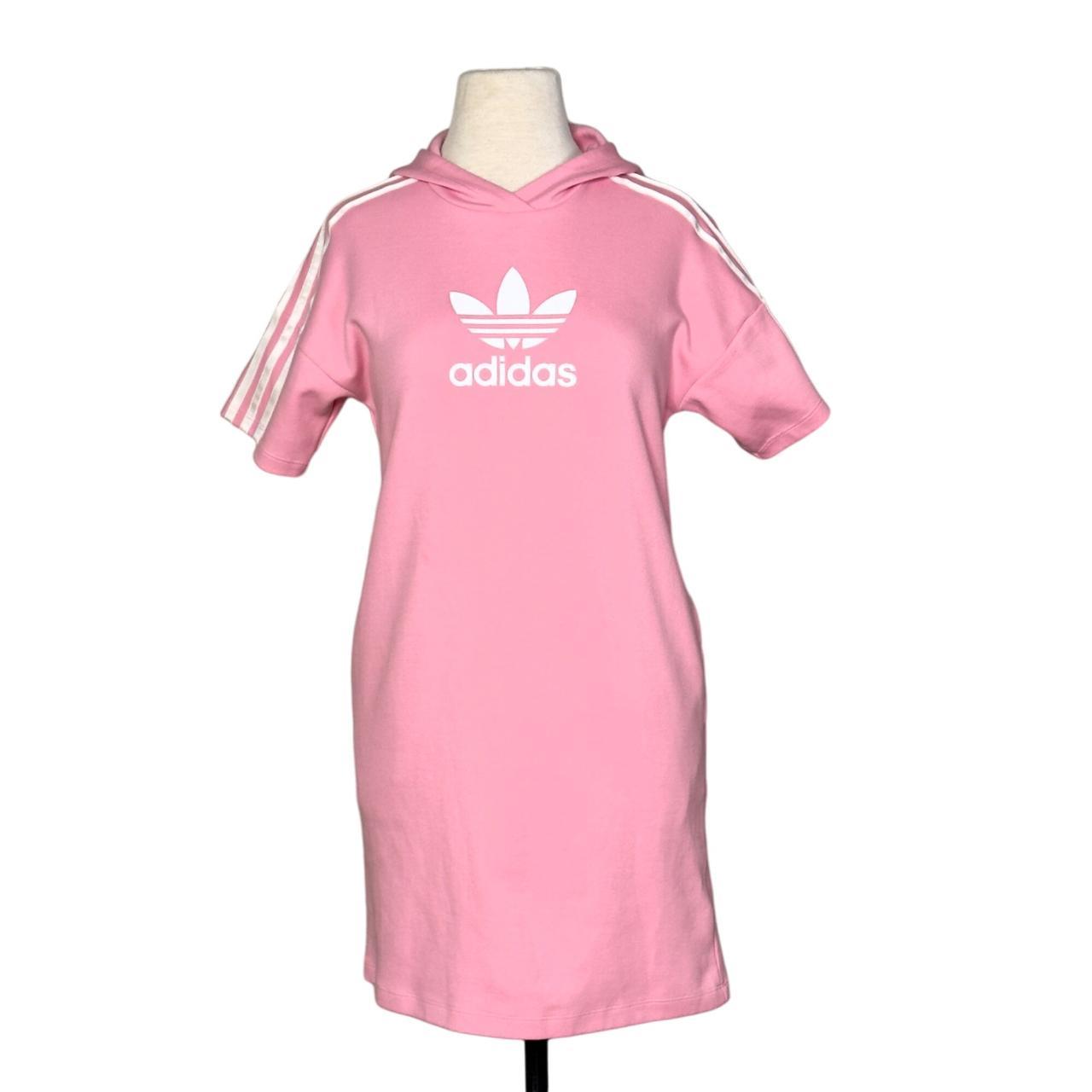 Adidas Pink White Marble HD Hoodie Trefoil Striped