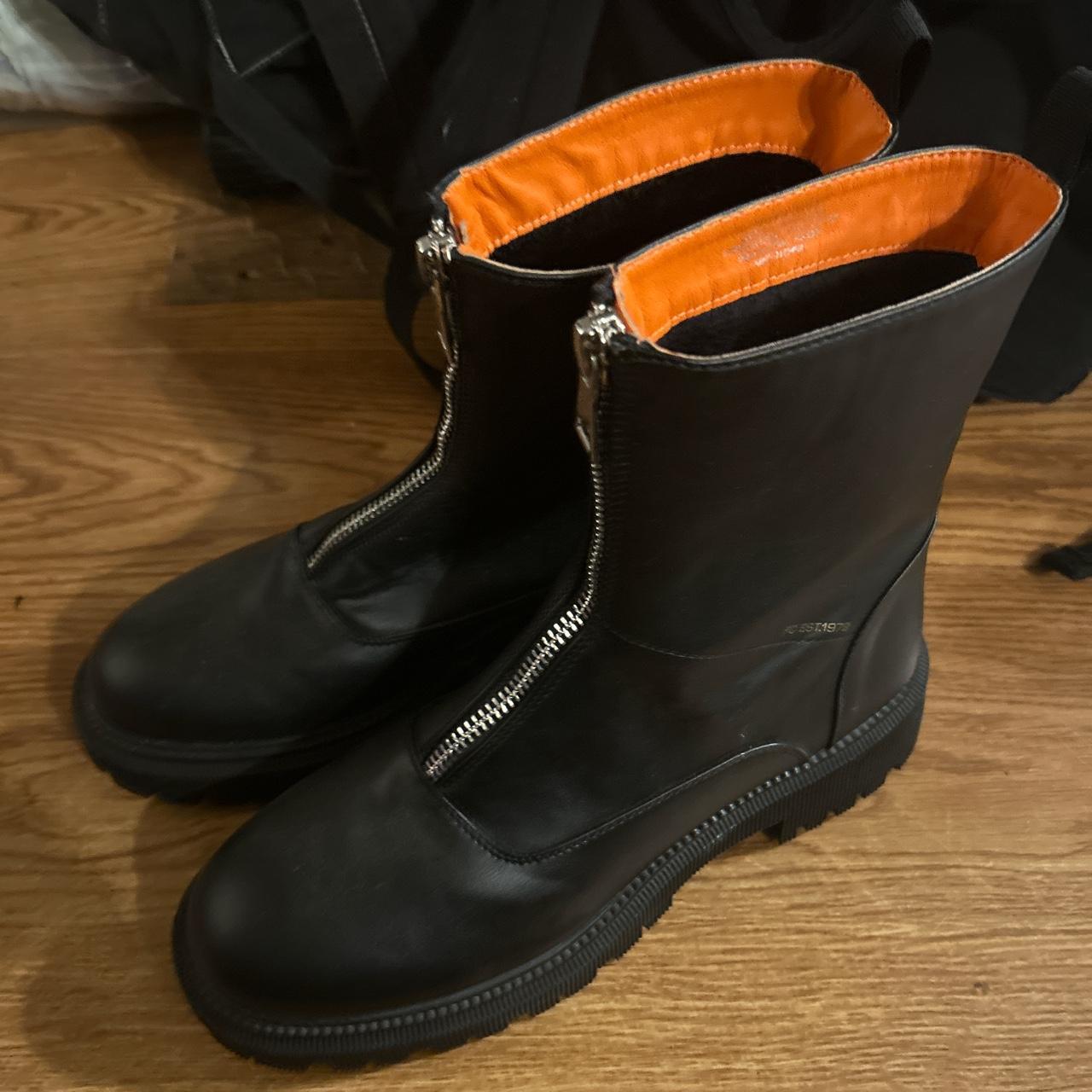 French Connection Men's Black and Orange Boots | Depop