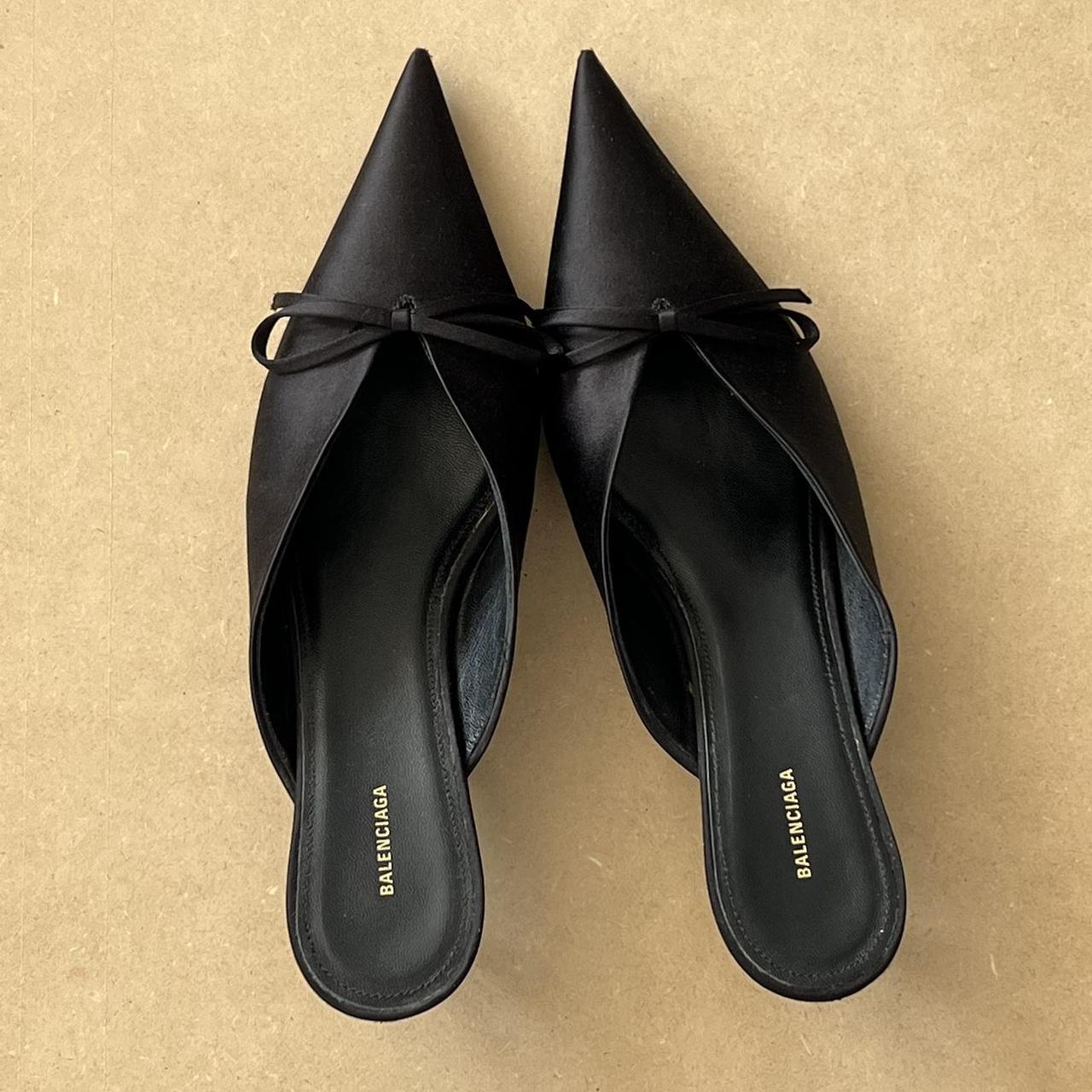 balenciaga pointed knife mules / kitten heels with | Depop