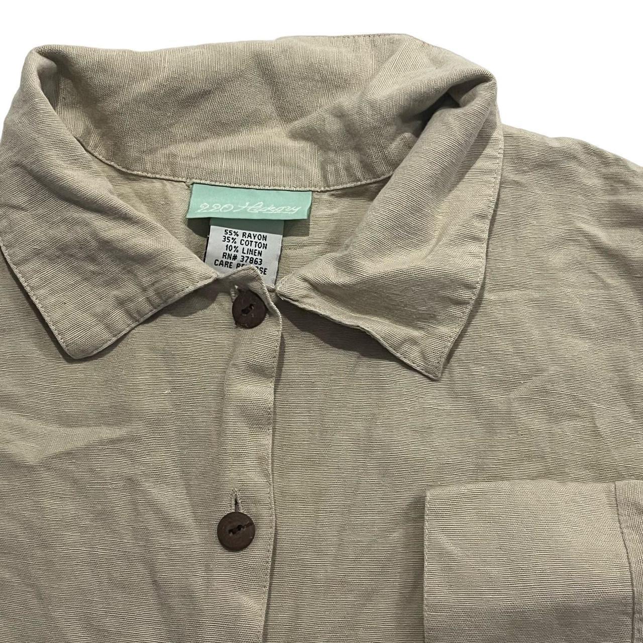 VintageTan Large Petite Linen Blend Button Down... - Depop