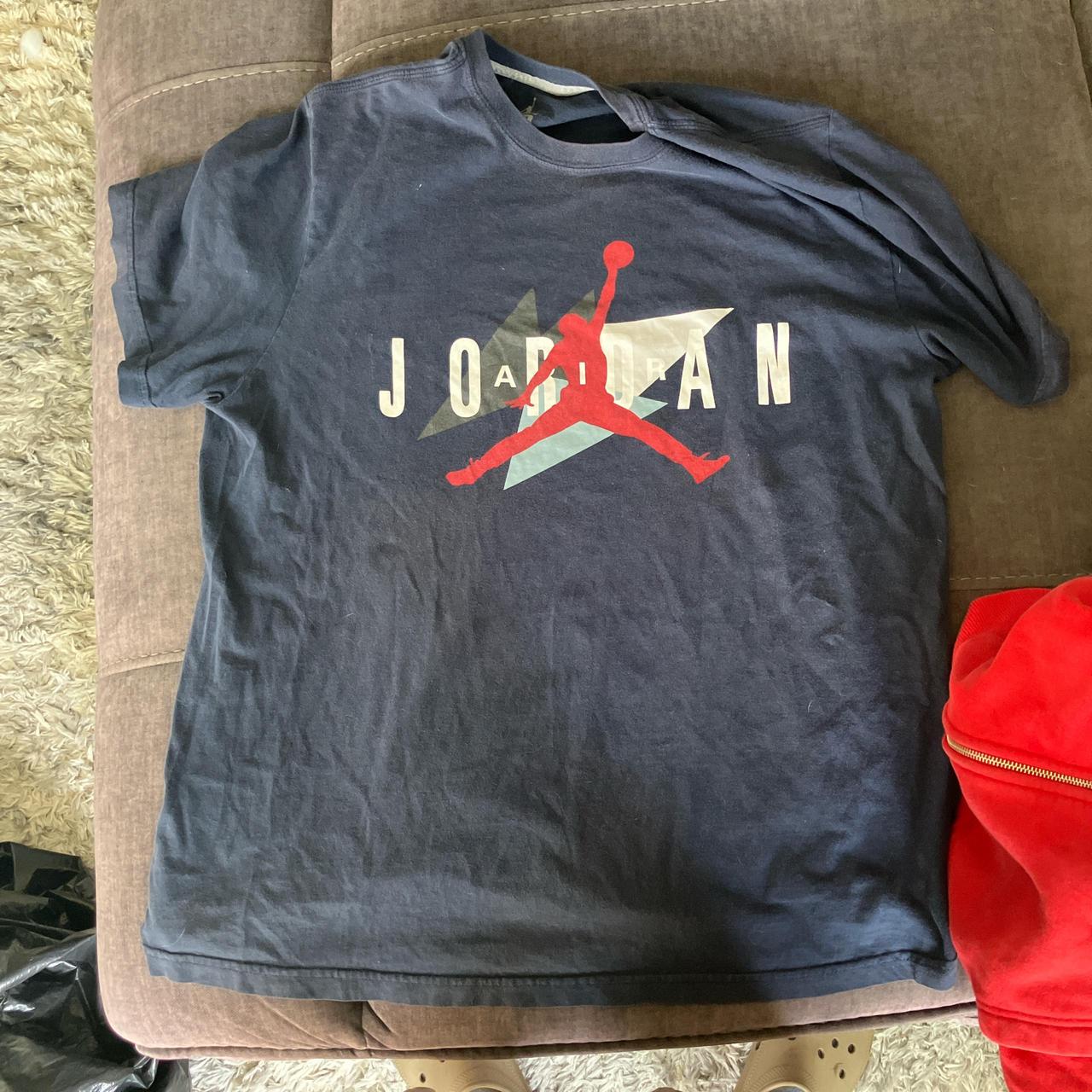 red and blue jordan outfit