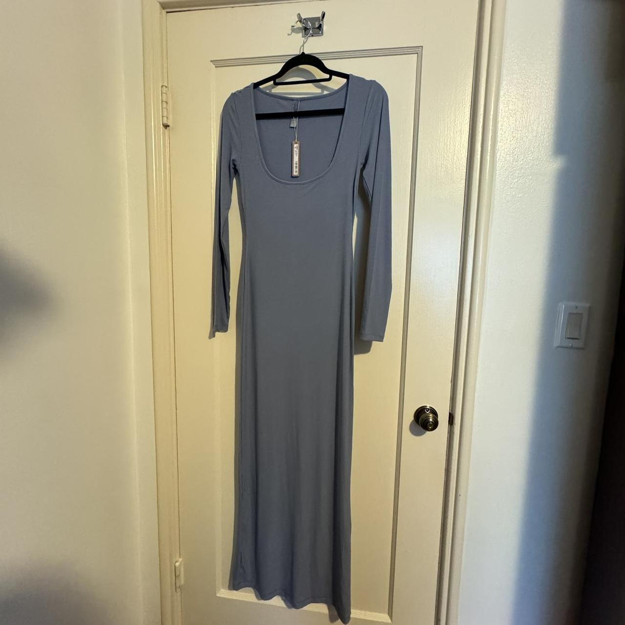 Skims Soft Lounge Long Sleeve Dress in Blue
