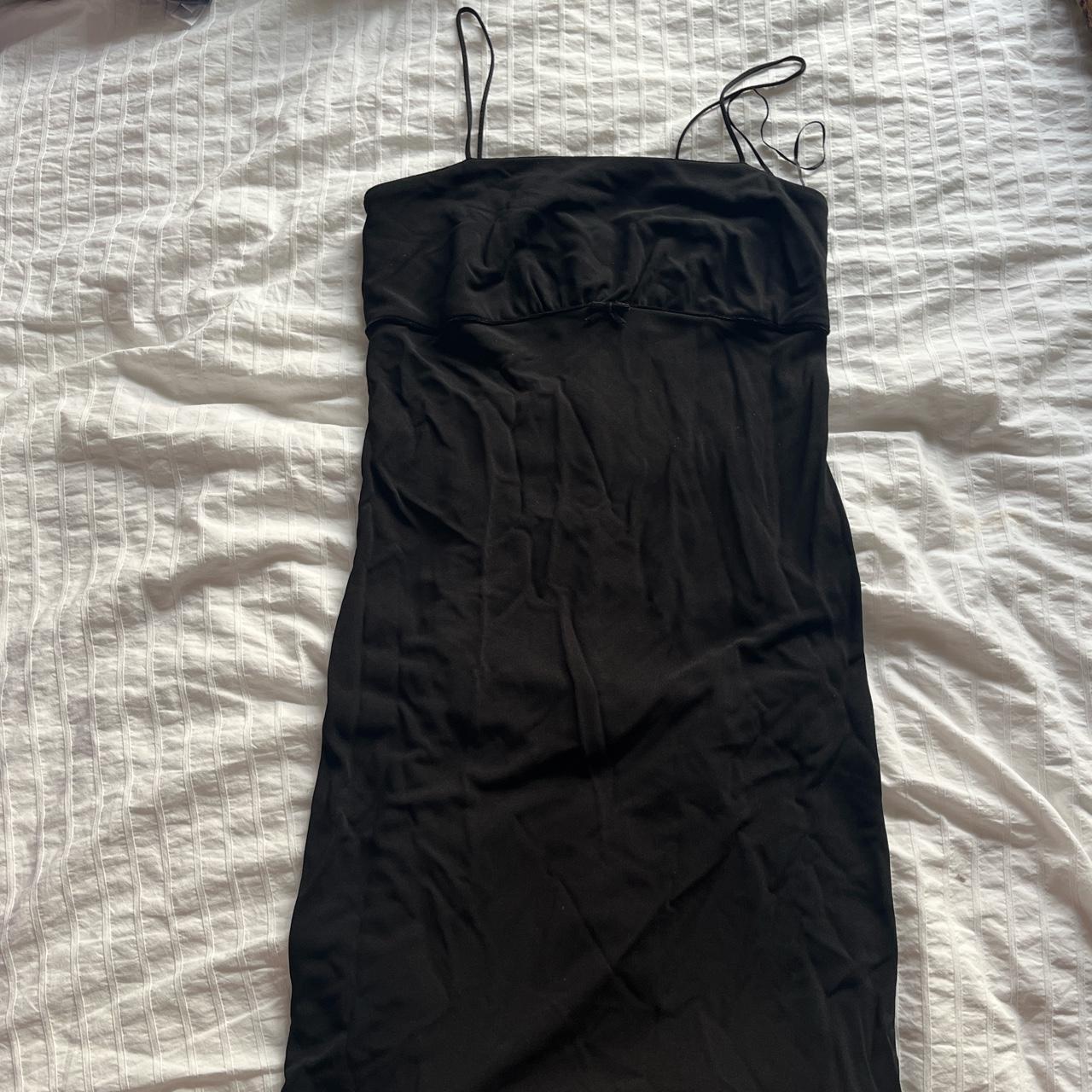 y2k black midi dress !!! in good condition just... - Depop