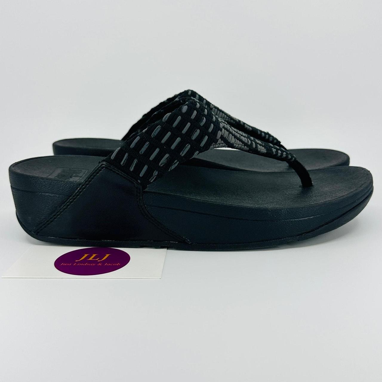 FitFlop Women's Lulu Art-Denim All Black Toe Depop