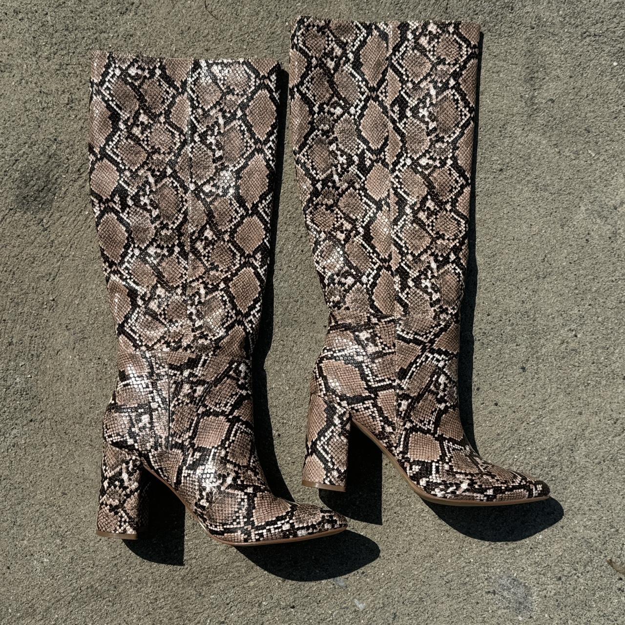 Faux Python leather high boots. Size Women 10. Like