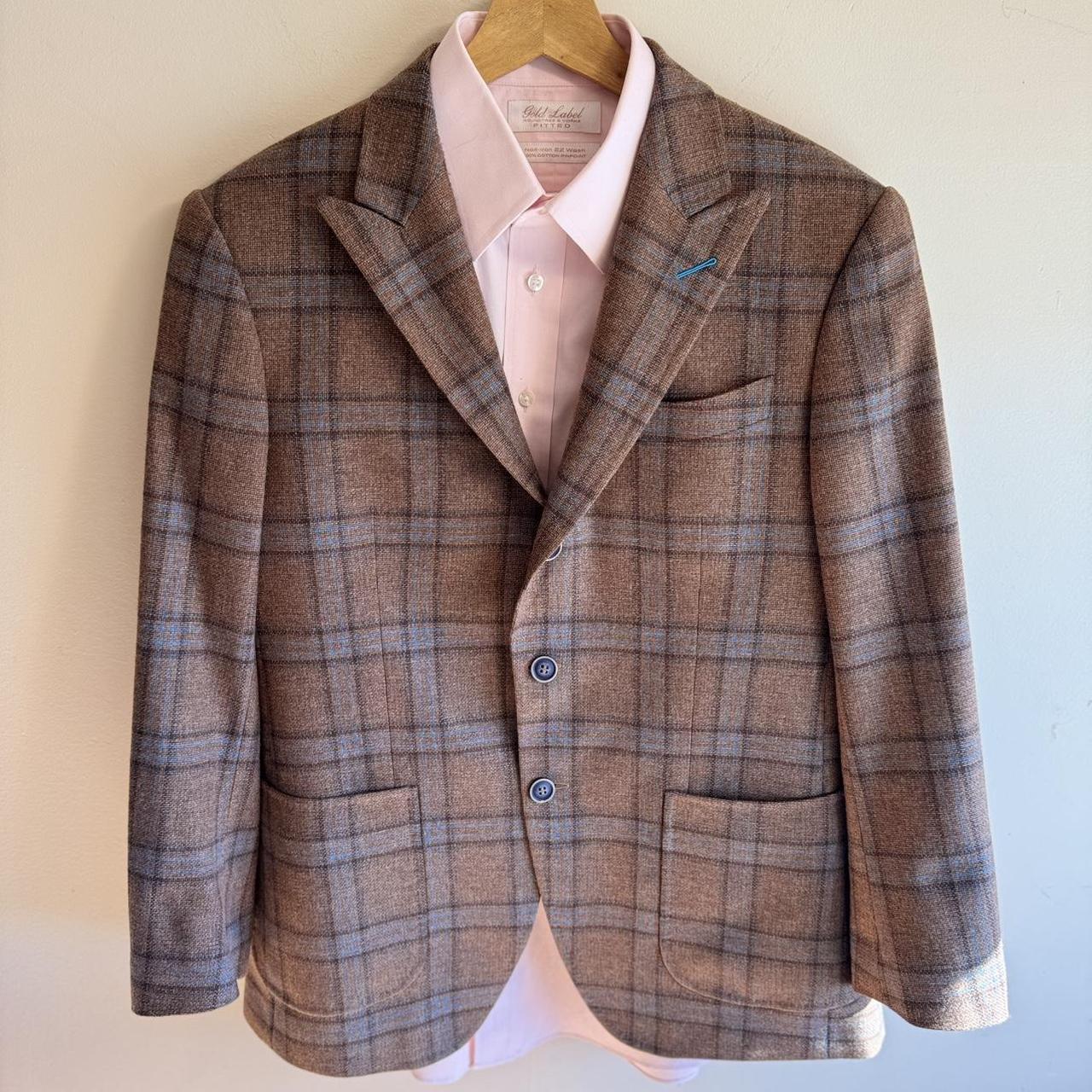 tailored brown and blue plaid