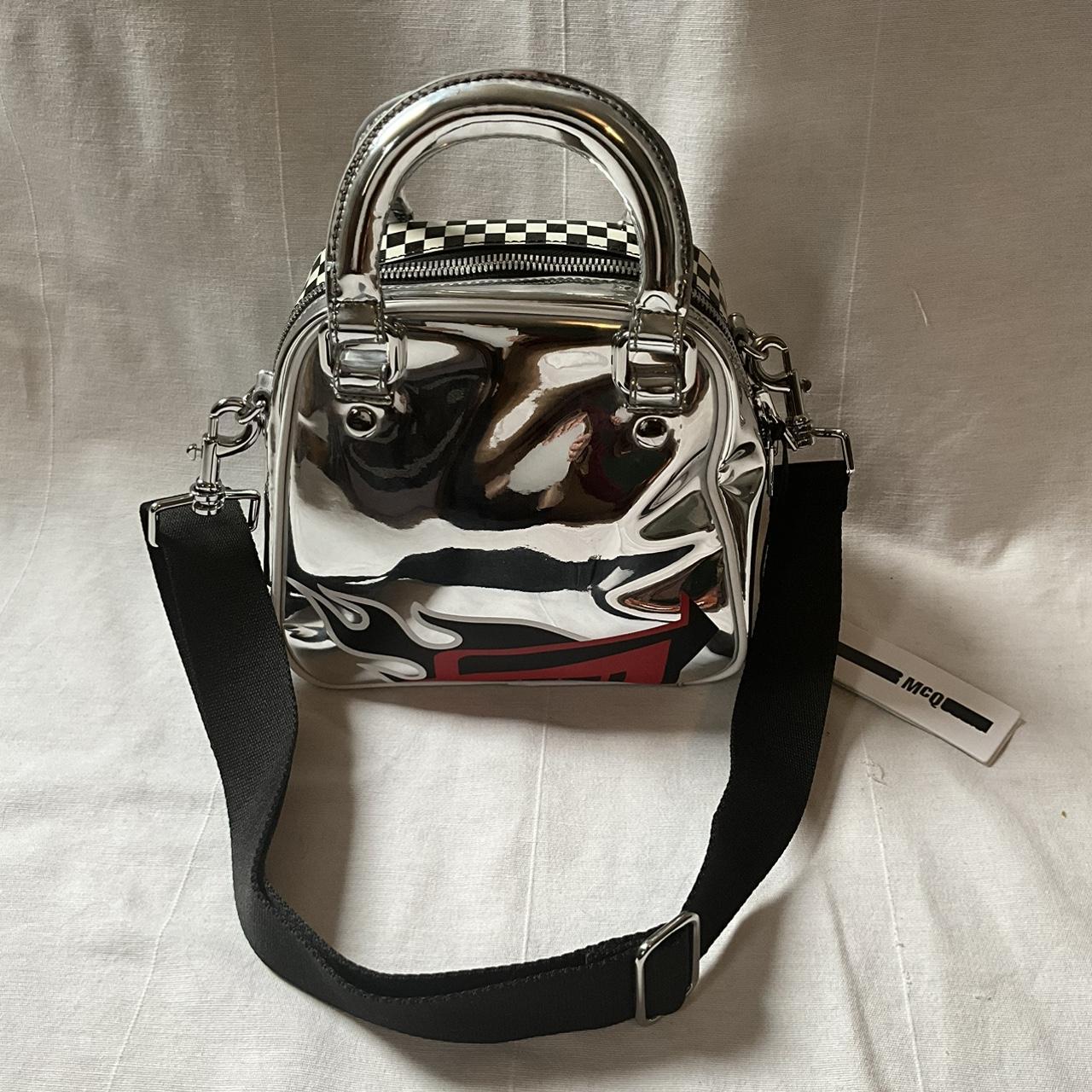 McQ Swallow Ivy Flip Metallic Silver Bag McQ. Depop