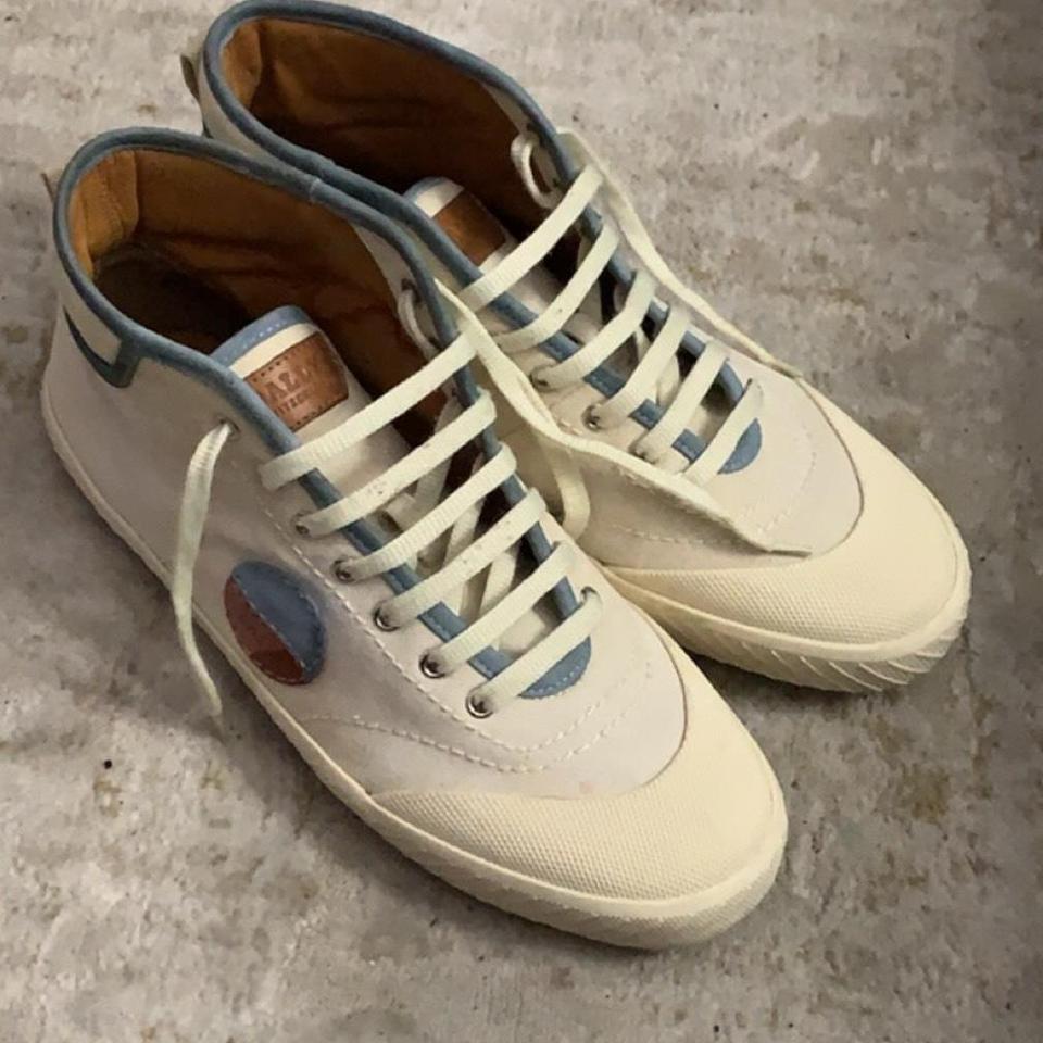 Bally Stefhan high top sneakers Cream Light Blue. Depop