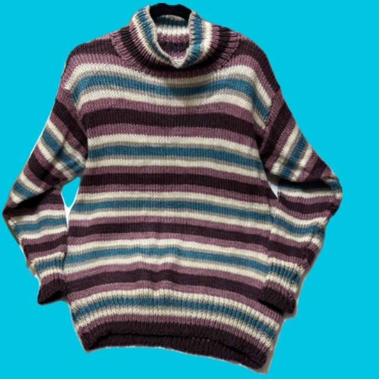 Soft, thick, striped turtleneck sweater in Depop
