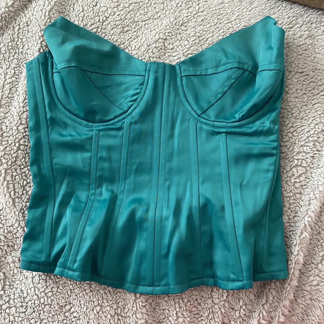 Plt teal stain corset size 10. Worn twice, in good... - Depop