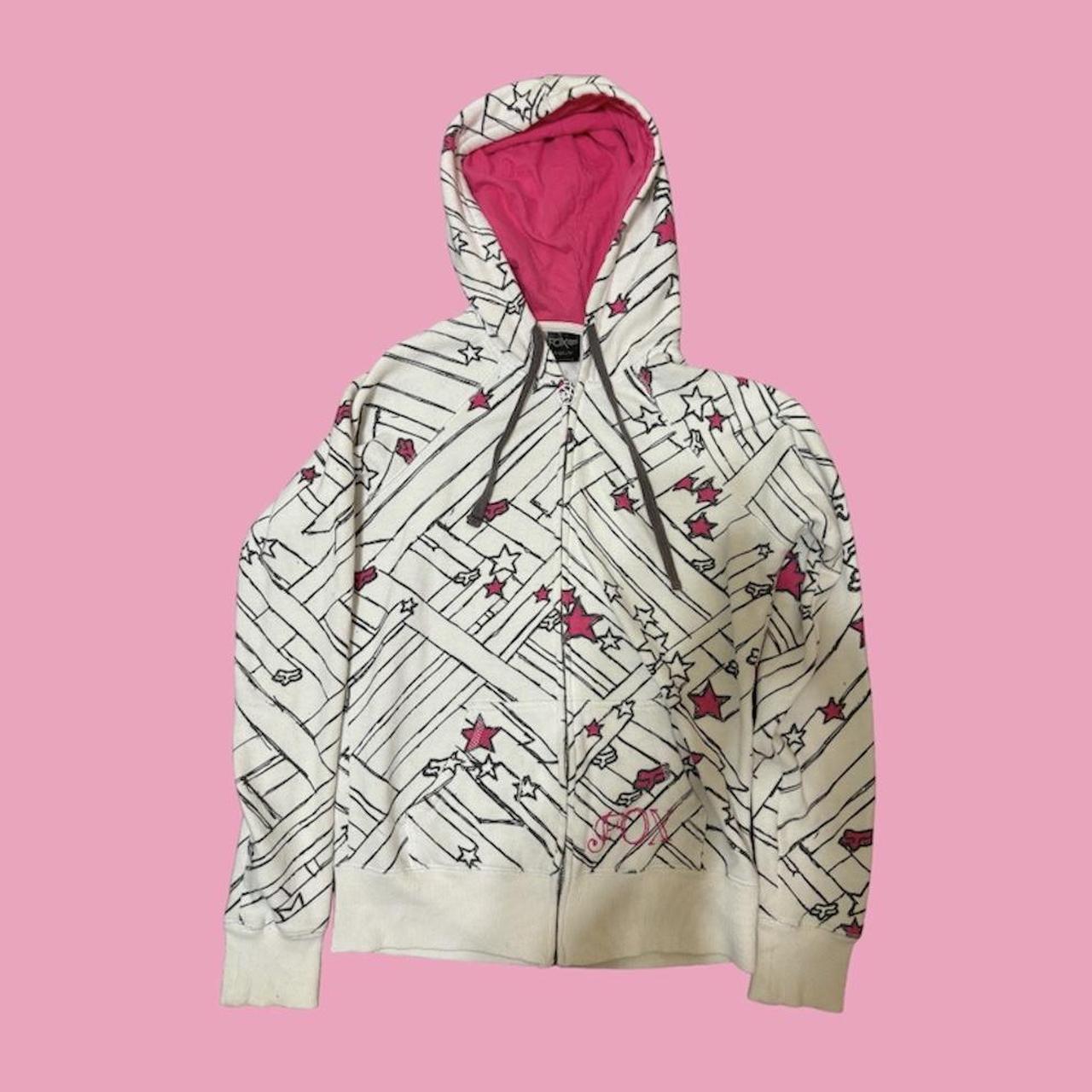 Pink Y2K 2000’s fox racing zip up hoodie,