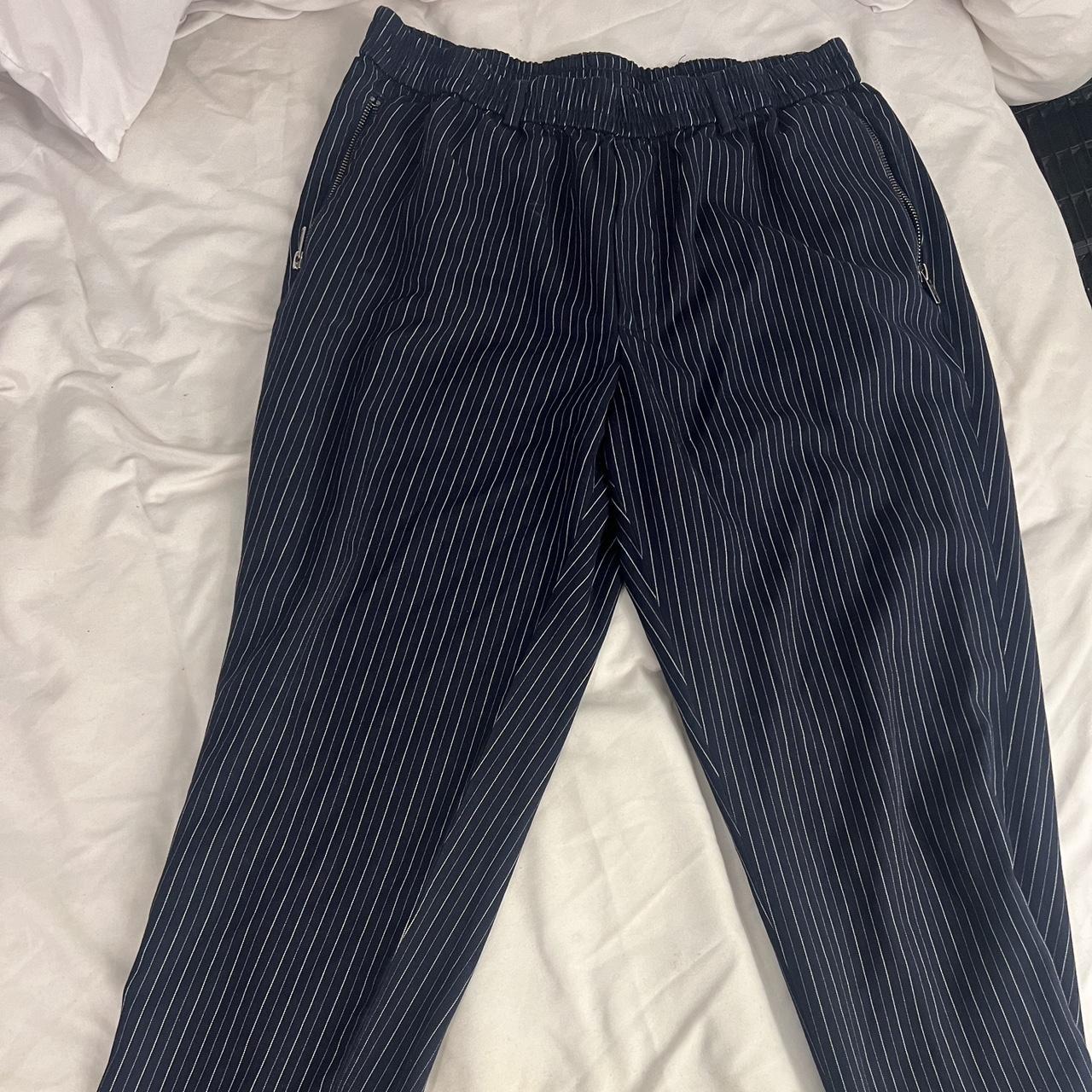 Topman Pinstripe Pants with zipper hem