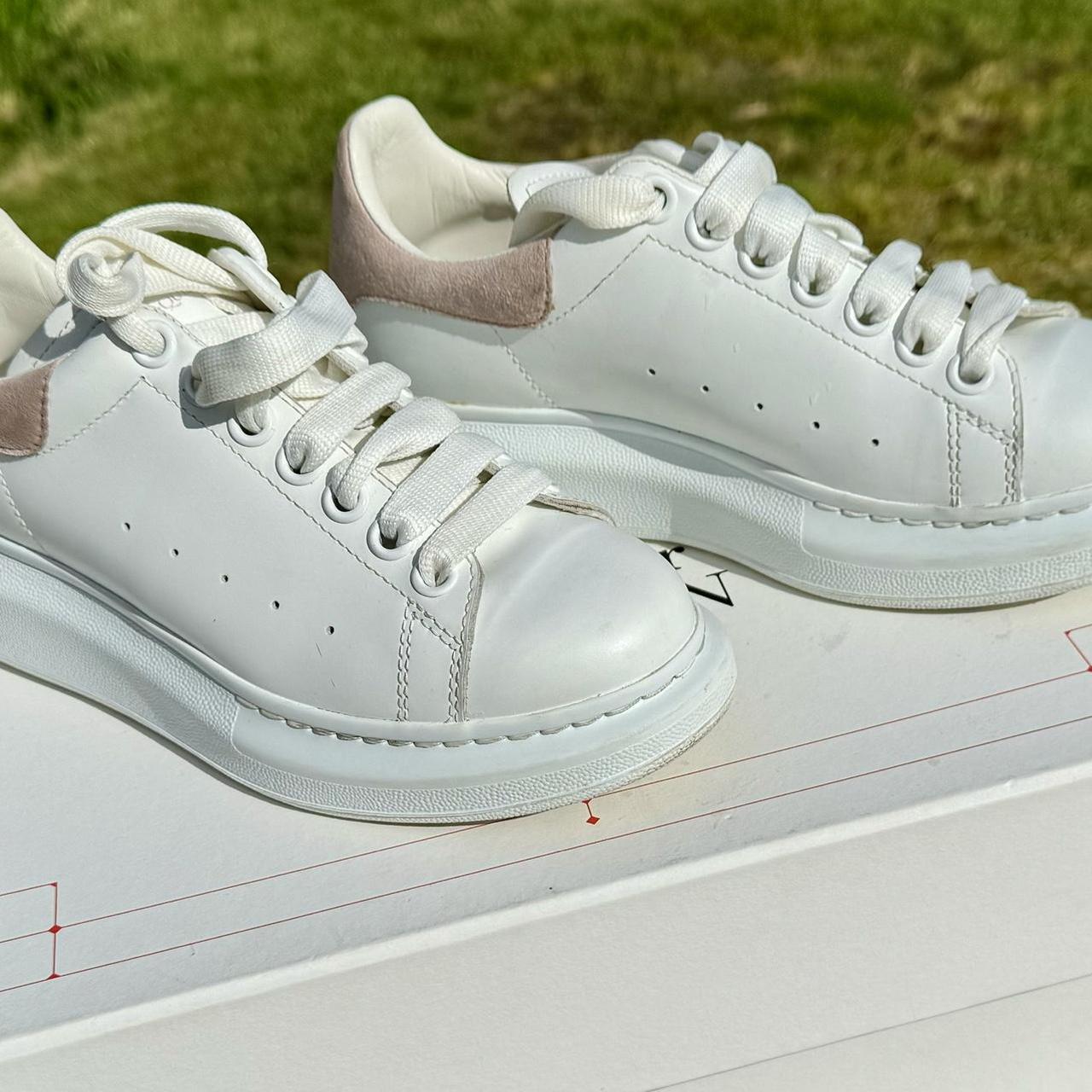 Alexander McQueen white and pink trainers. Worn