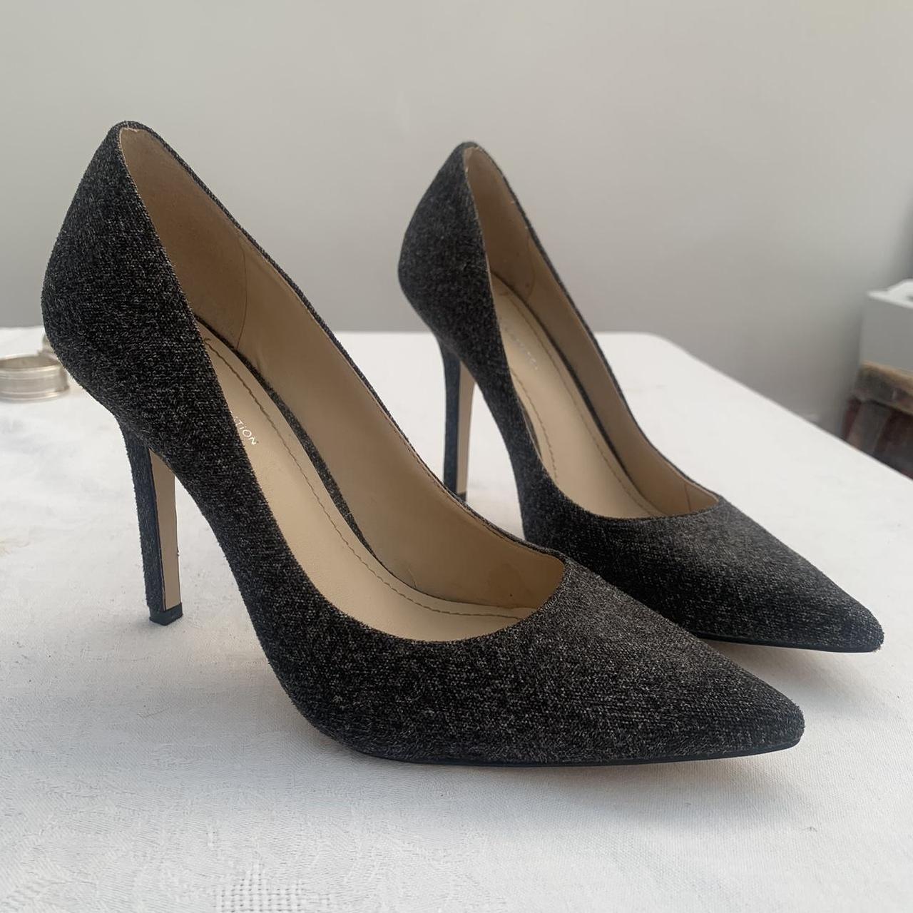 BCBG heels in a grey tweed like material UK size 4 . Depop