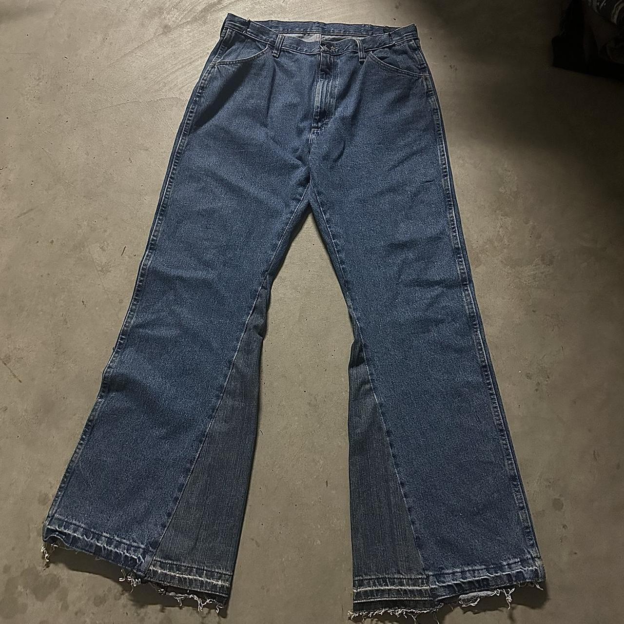 Custom super BAGGY WIDE flared Blue Jeans These are... - Depop