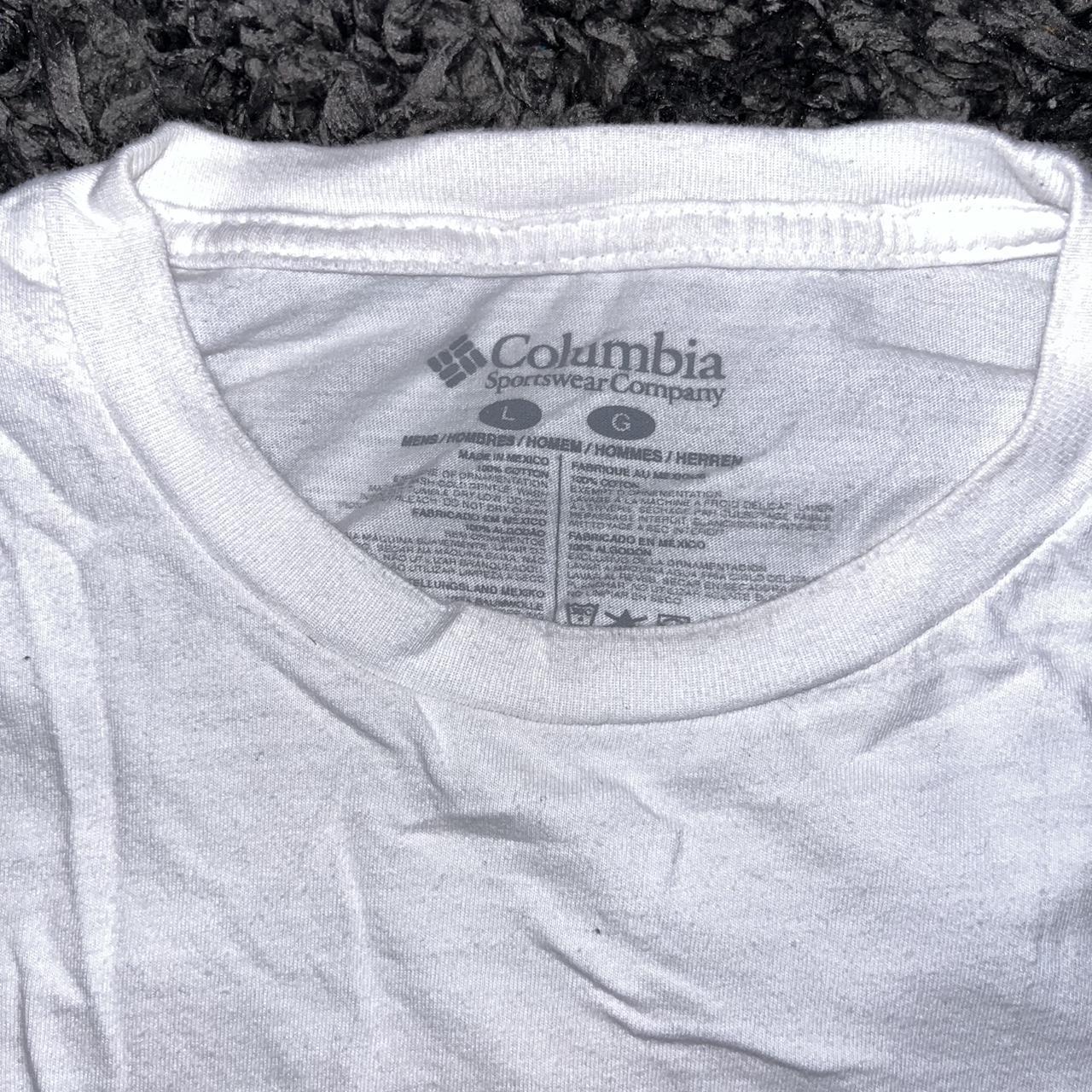 Columbia white t-shirt. Fits like a medium. - Depop