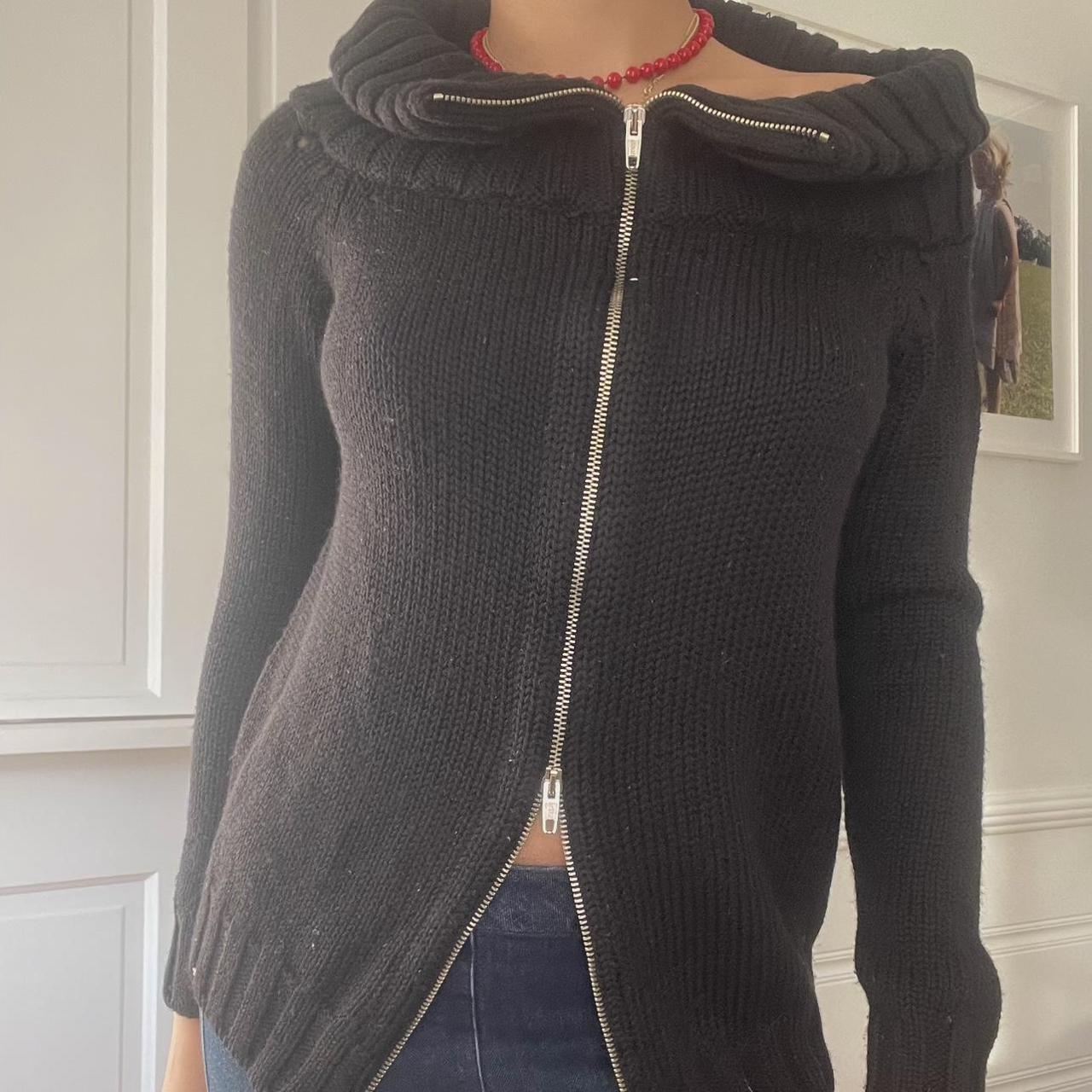 トップス maison margiela damage zip knit Vintage 90's Maison Margiela zip up knit sweater | Depop