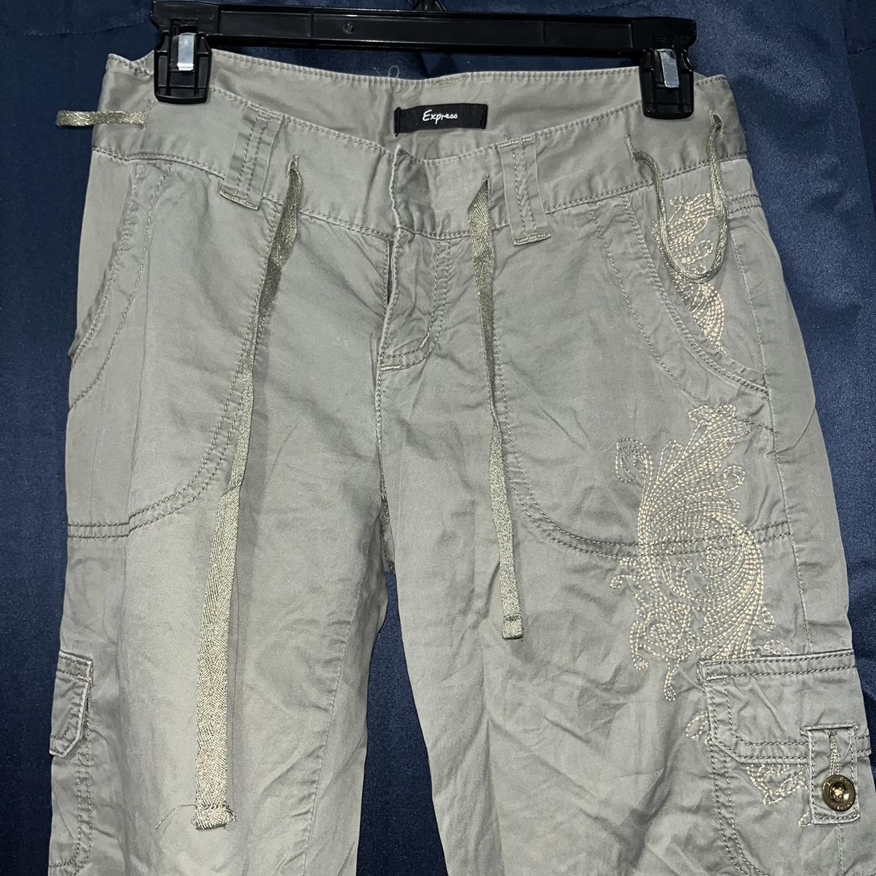Express Women's Low rise Embroidered Pants - Khak… - image 3