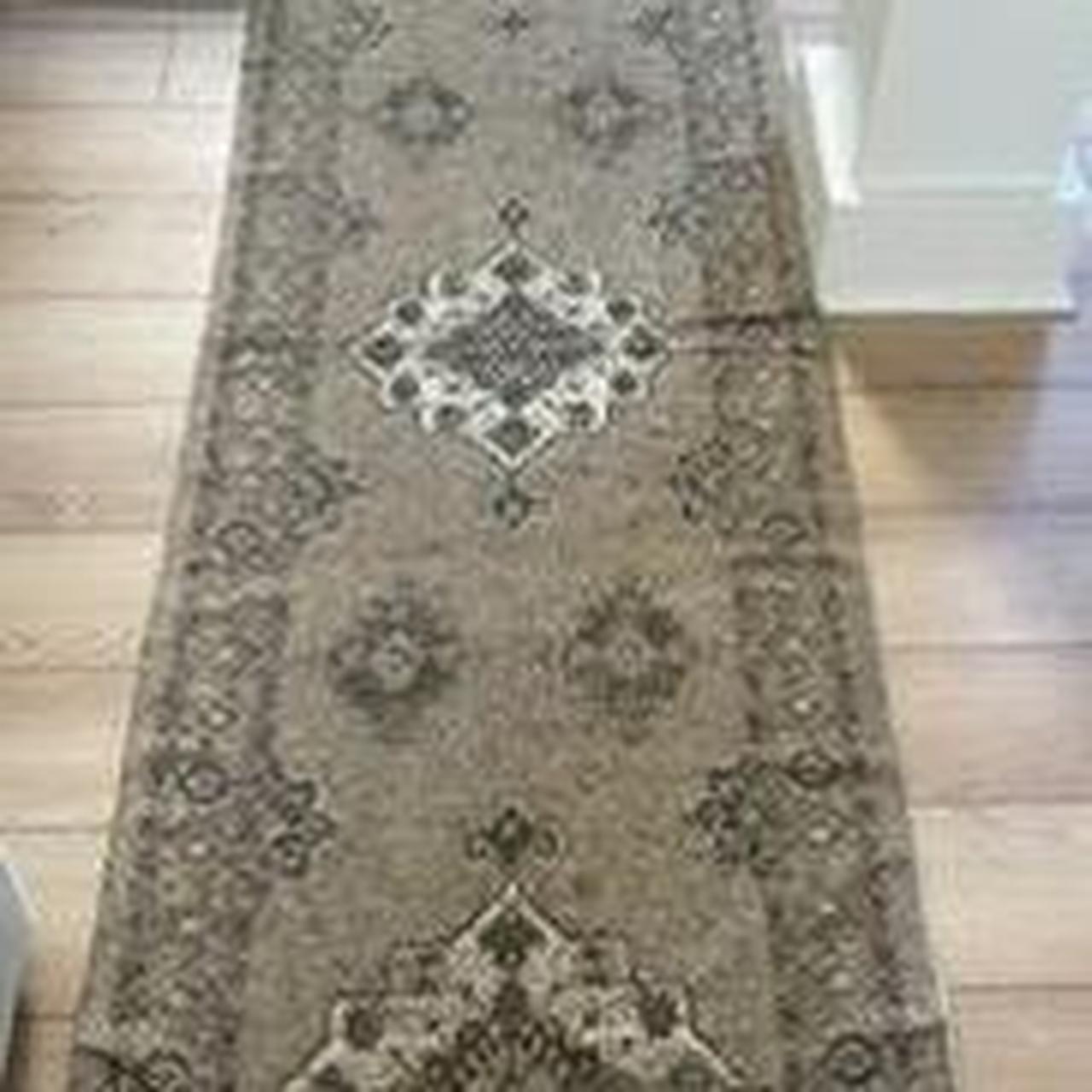 Grey and white runner rug from H&M home Depop