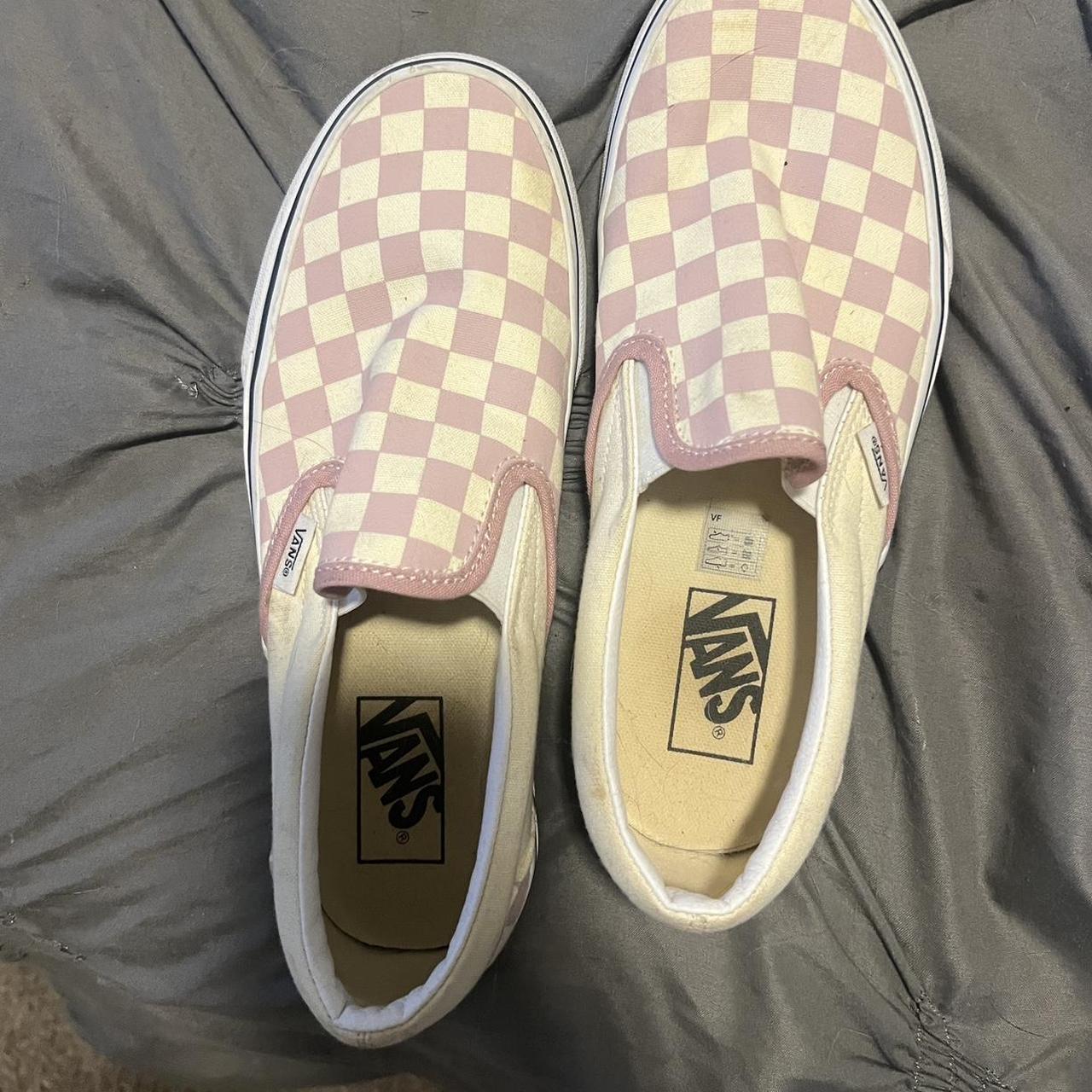 Pink checkered Vans Barley worn Depop