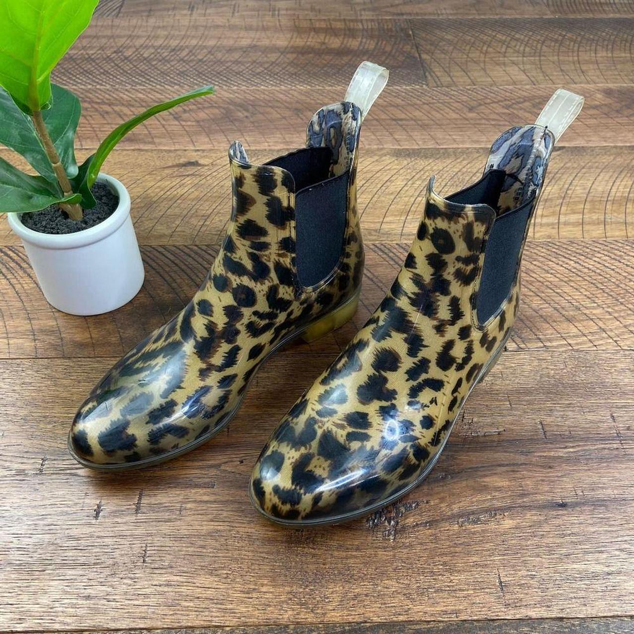 J. Crew Chelsea Shiny Leopard Ankle Rain. Depop