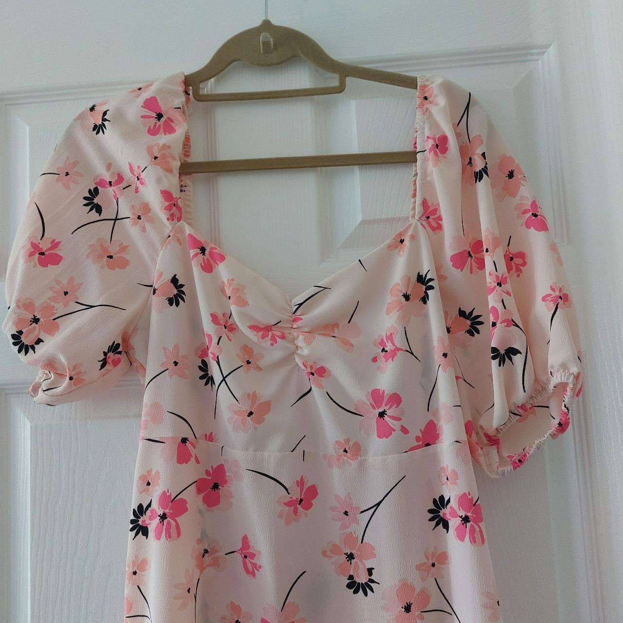 New Look Pink Floral dress. Size 14. Worn ones.... - Depop