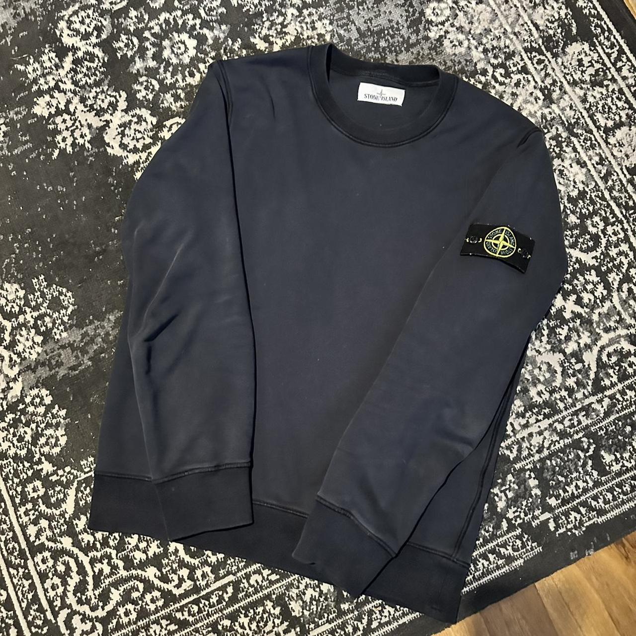 Stone Island Garment Dyed Crew Sweat in Navy Lovely. Depop