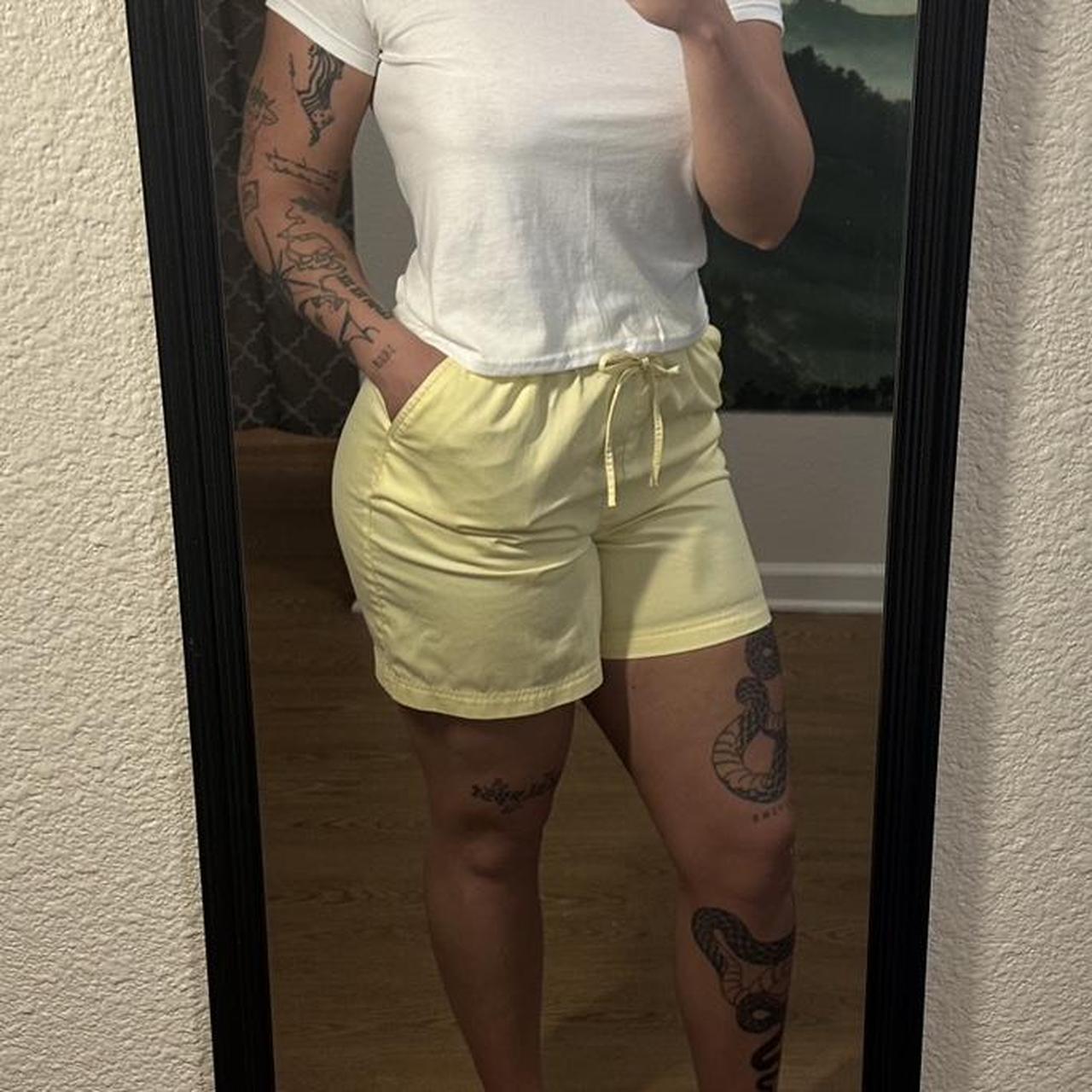 Butter yellow shorts -drawstrings -no flaws or... - Depop