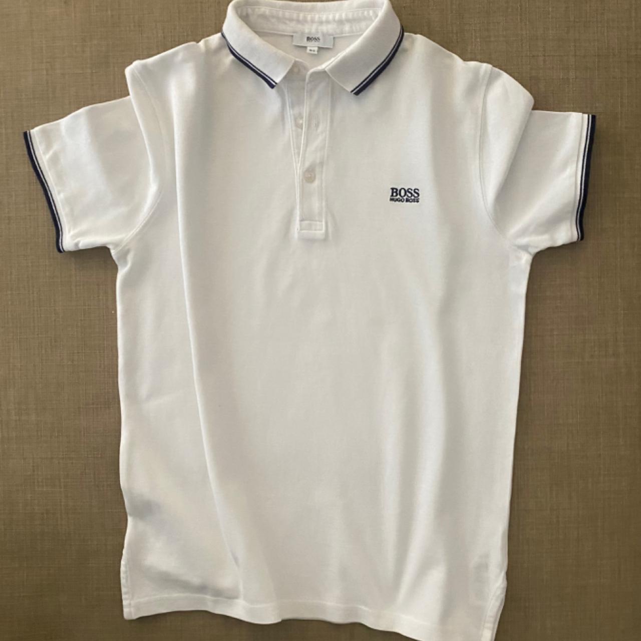 Hugo Boss Men's White and Black Polo-shirts | Depop