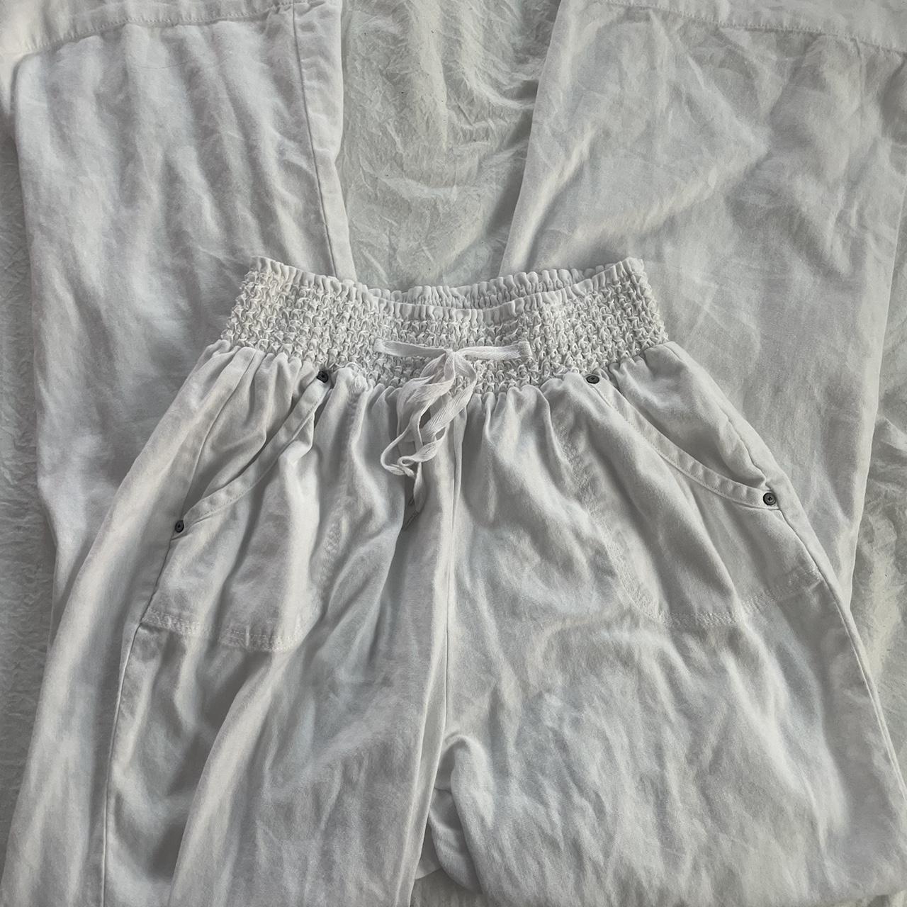 White Linen Pants Marshall’s Find Size Large Depop