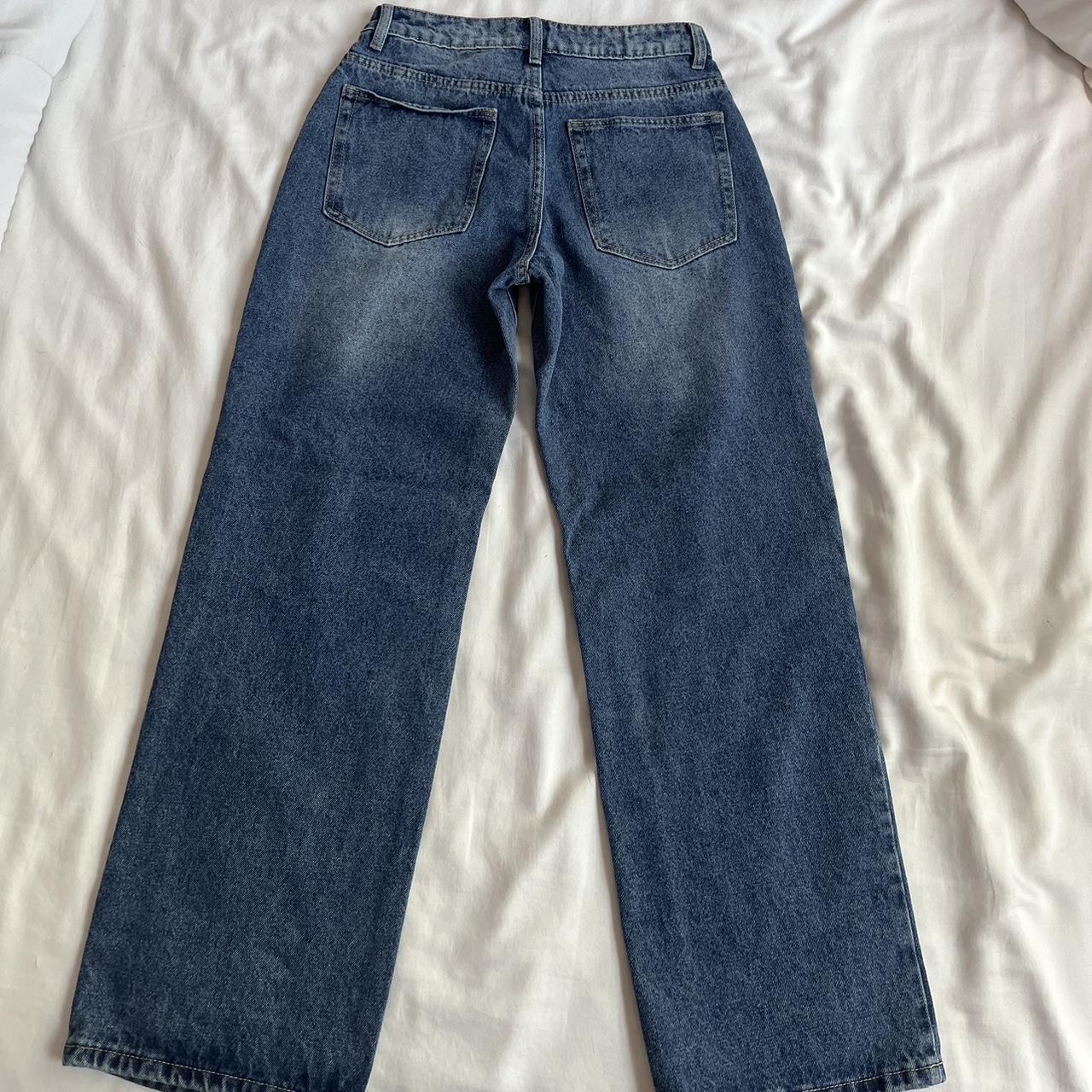 baggy low rise jeans size s Dark blue never worn Depop