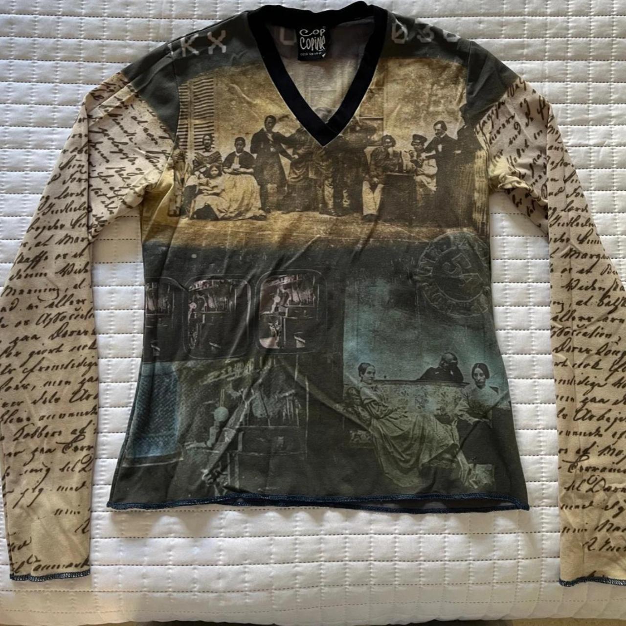 Vintage cop copine long sleeve printed top size m | Depop